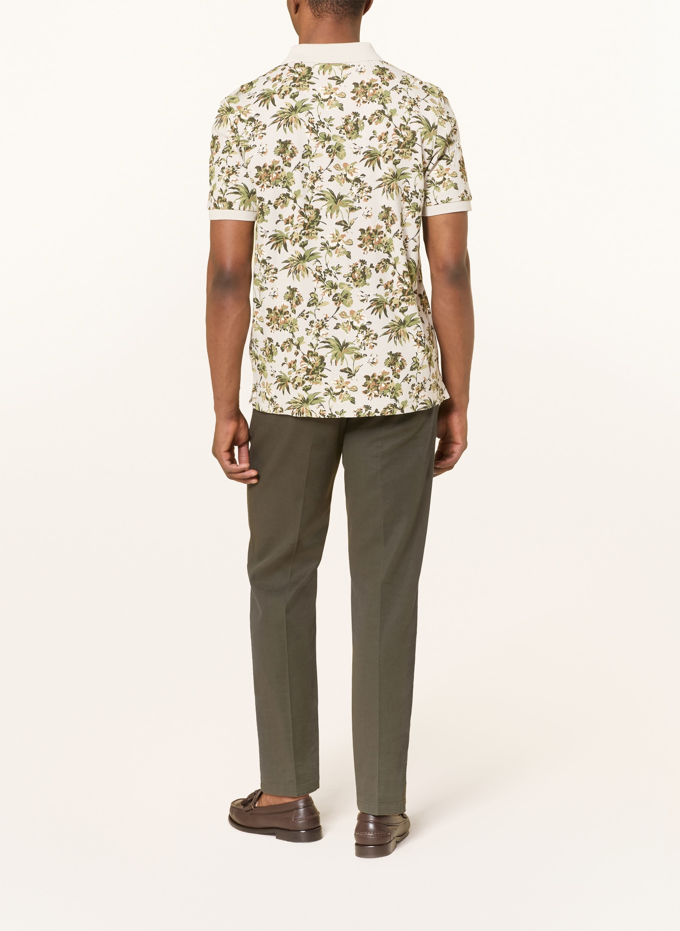 FYNCH-HATTON Piqué-Poloshirt: CREME / HELLGRAU / GRÜN