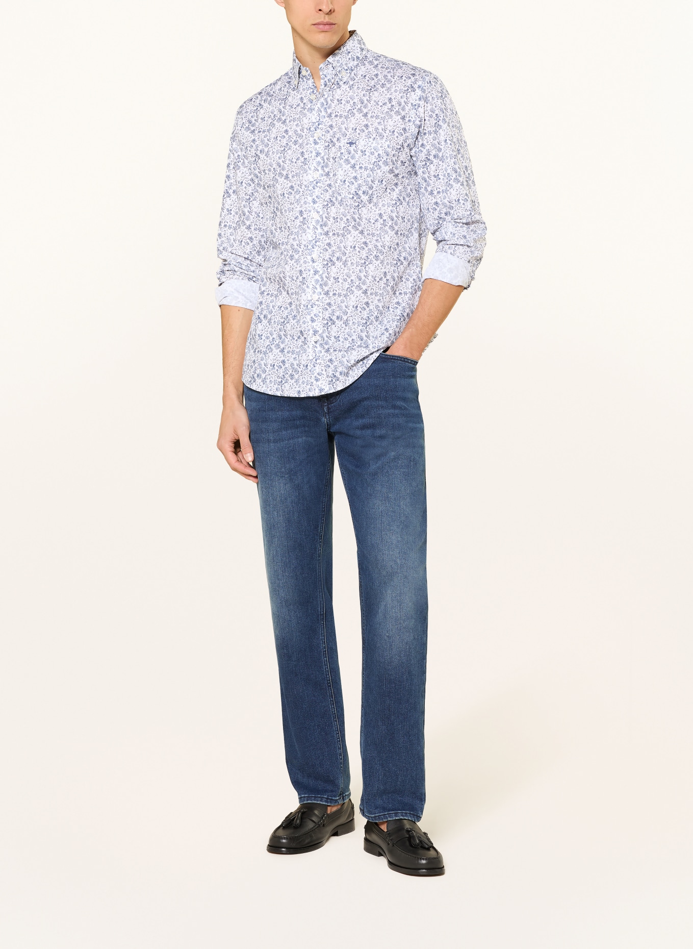 FYNCH-HATTON Hemd Regular Fit: BLAUGRAU / WEISS