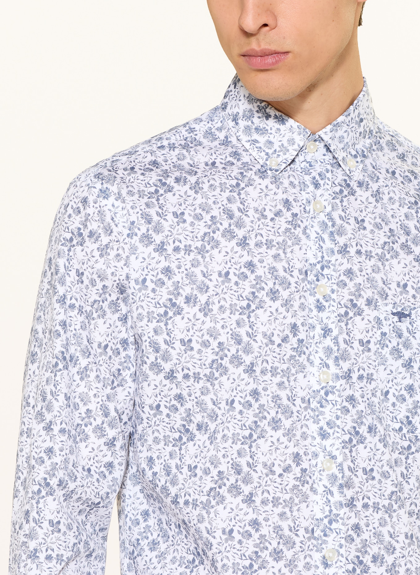 FYNCH-HATTON Hemd Regular Fit: BLAUGRAU / WEISS