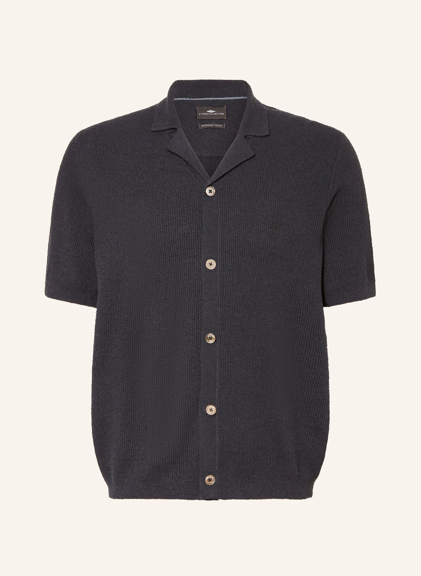 FYNCH-HATTON Stick-Poloshirt: DUNKELBLAU