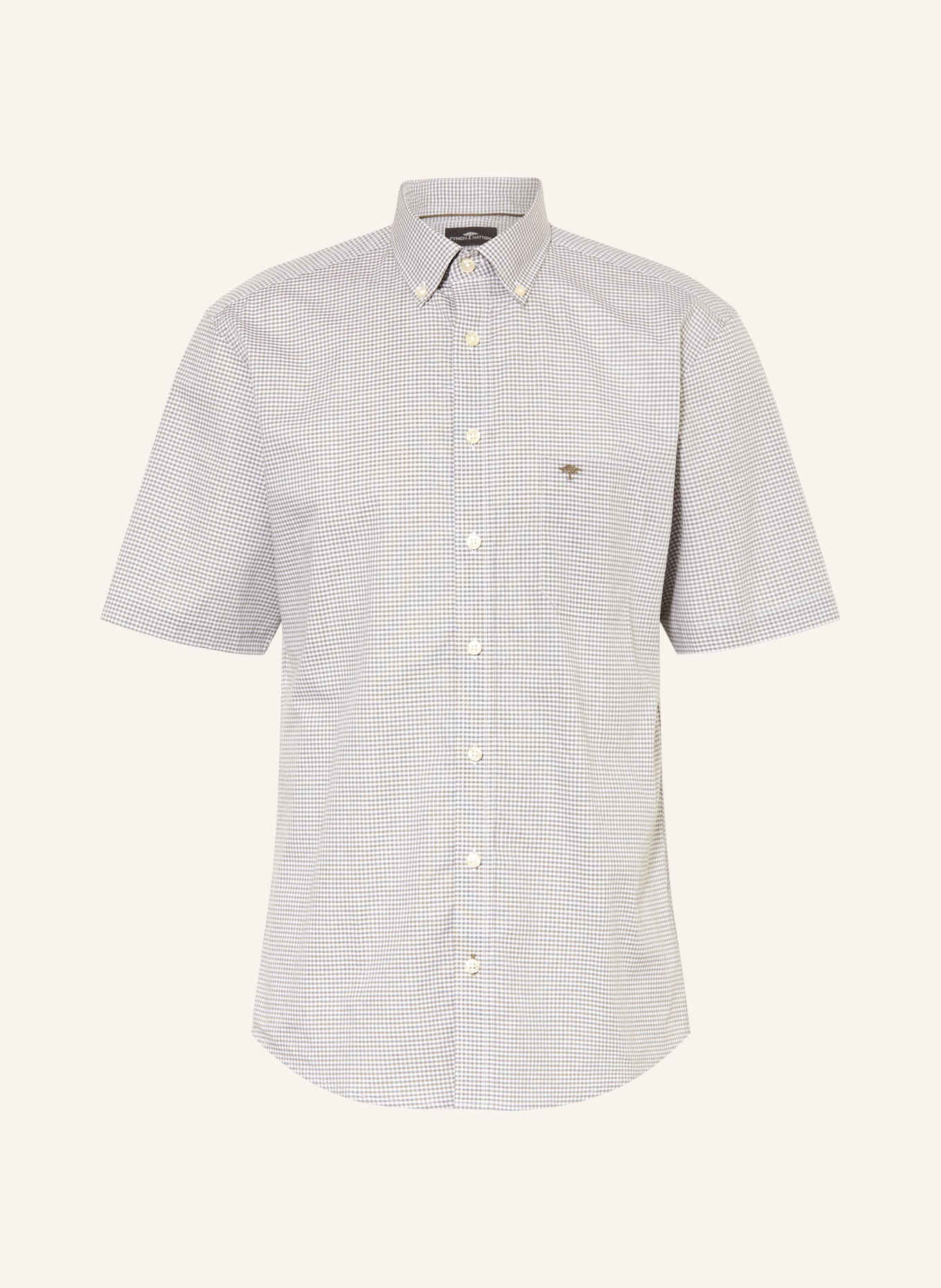 FYNCH-HATTON Kurzarm-Hemd Regular Fit: GRÜN / WEISS