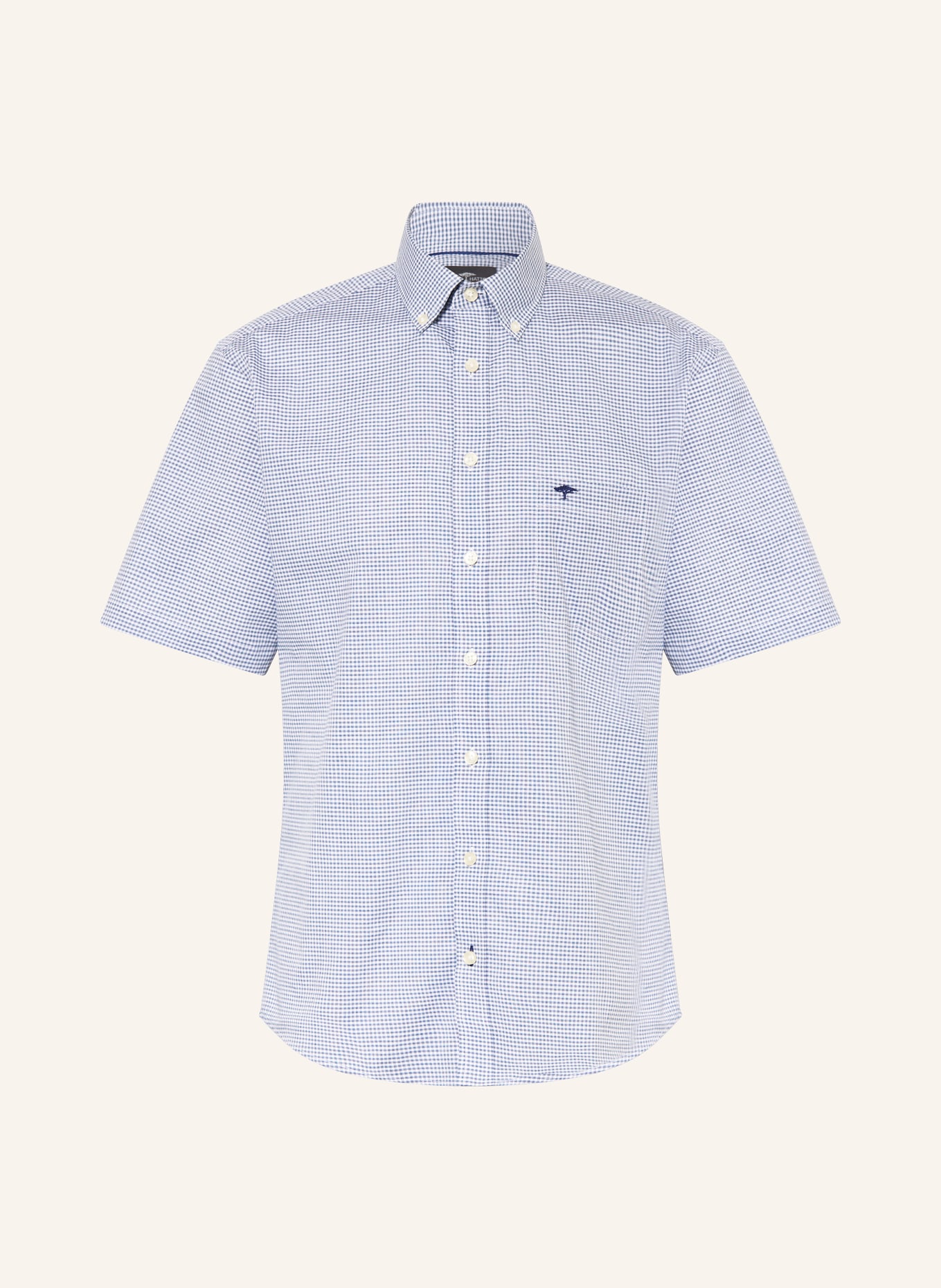 FYNCH-HATTON Kurzarm-Hemd Regular Fit: BLAU / WEISS