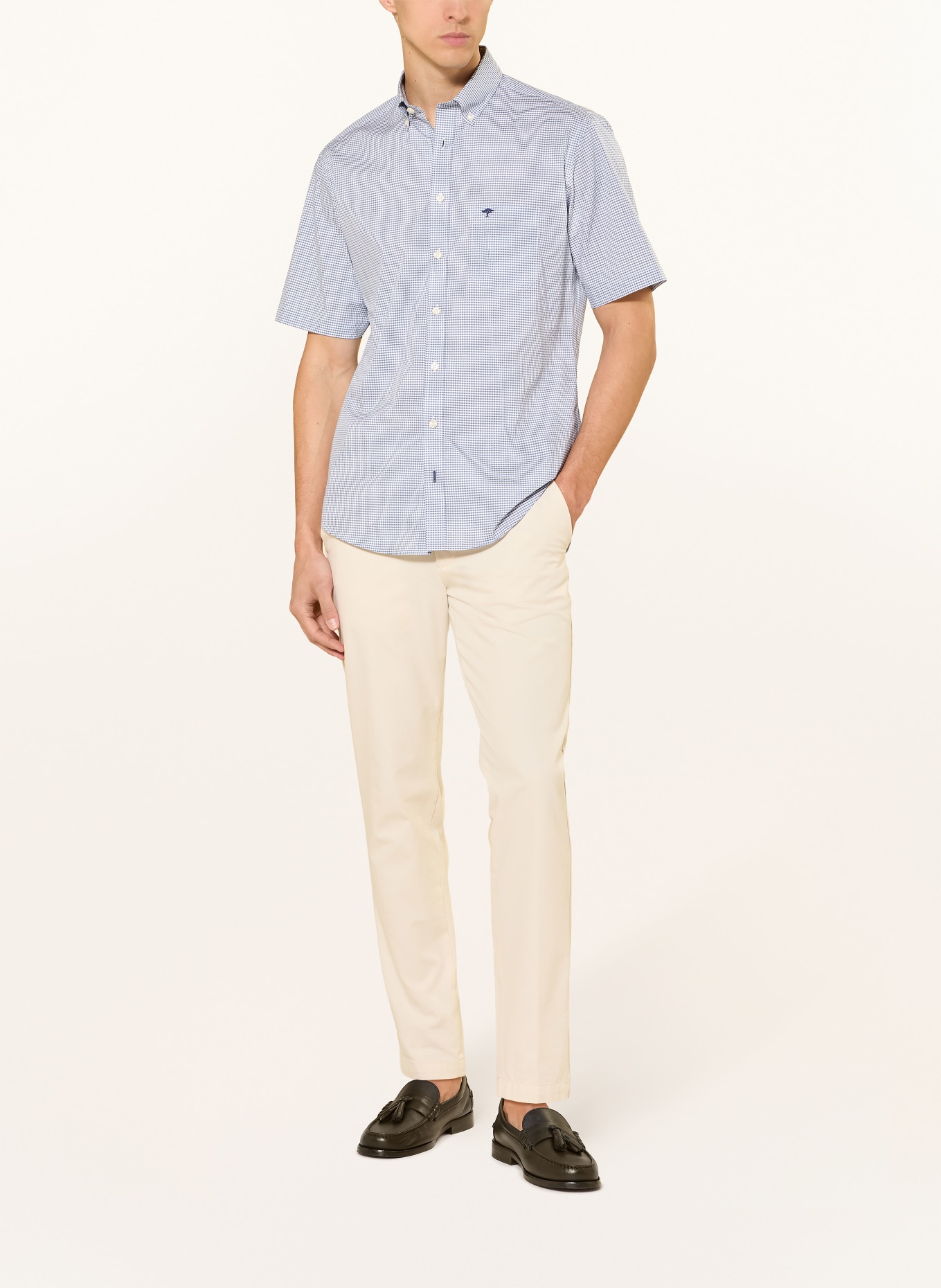 FYNCH-HATTON Kurzarm-Hemd Regular Fit: BLAU / WEISS