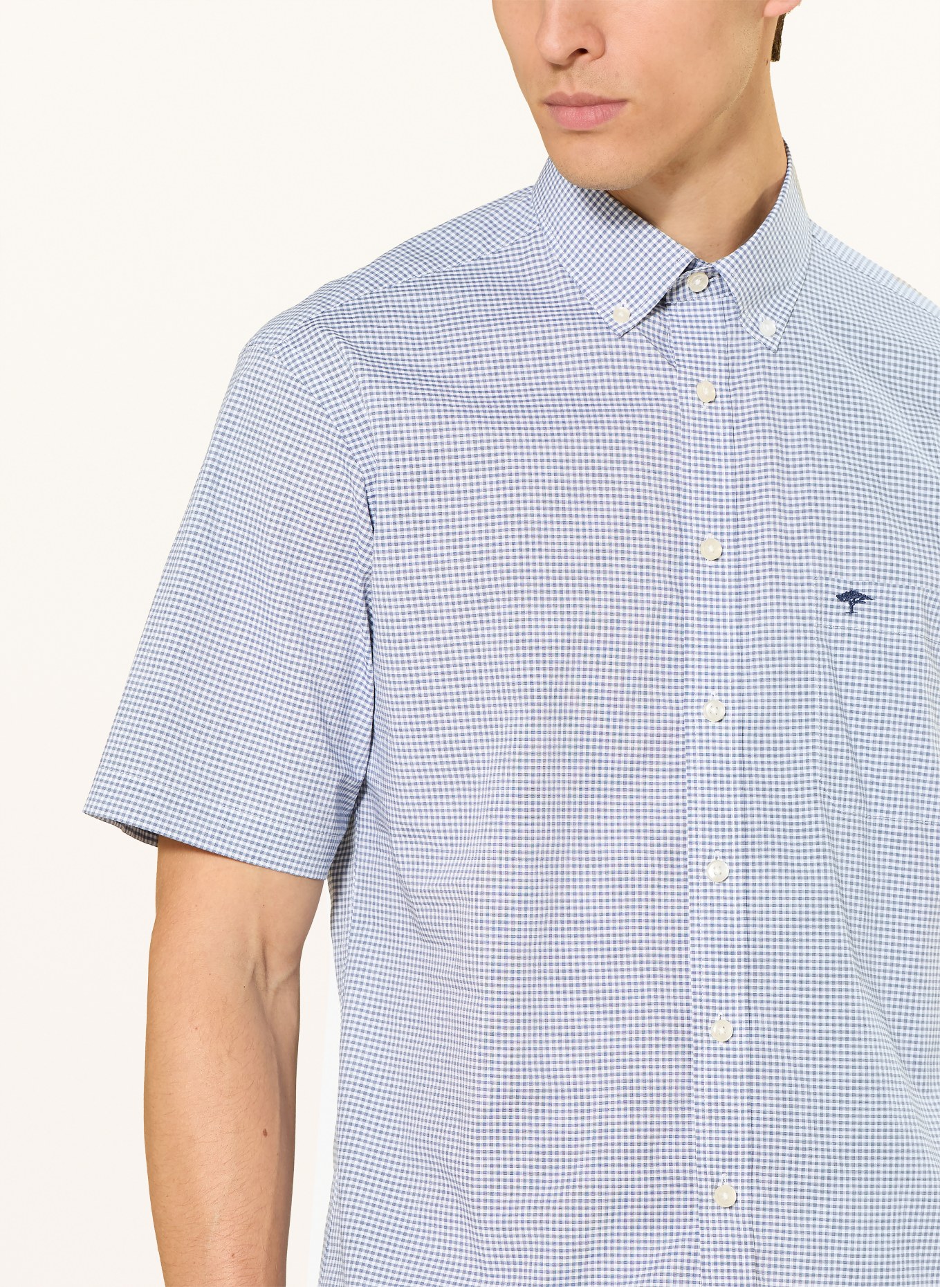 FYNCH-HATTON Kurzarm-Hemd Regular Fit: BLAU / WEISS