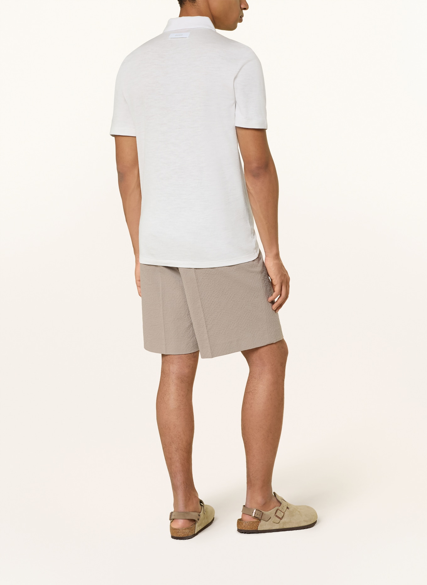 HUGO Jersey-Poloshirt DULINEN Slim Fit mit Leinen: CREME