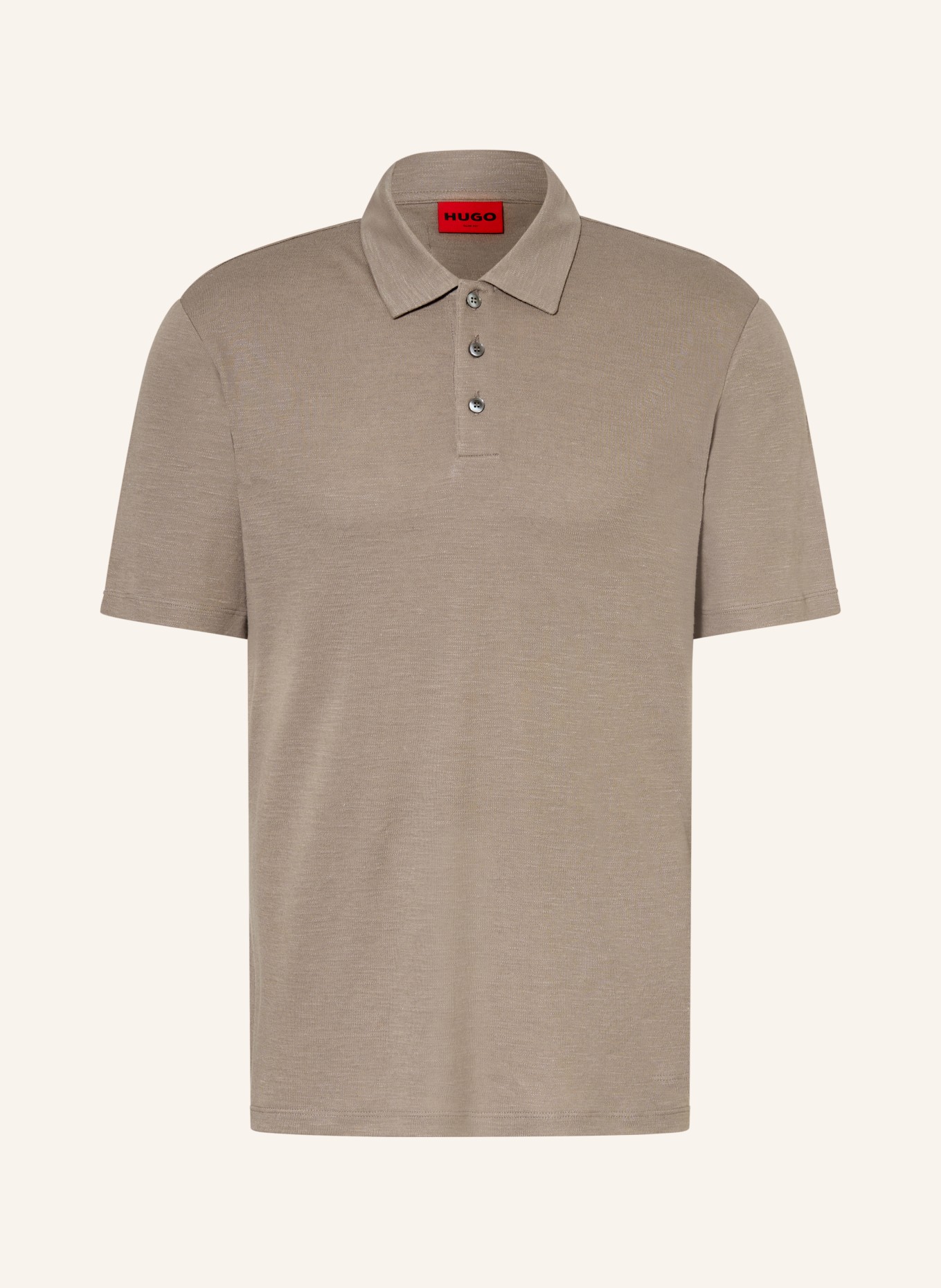 HUGO Jersey-Poloshirt DULINEN Slim Fit mit Leinen: TAUPE