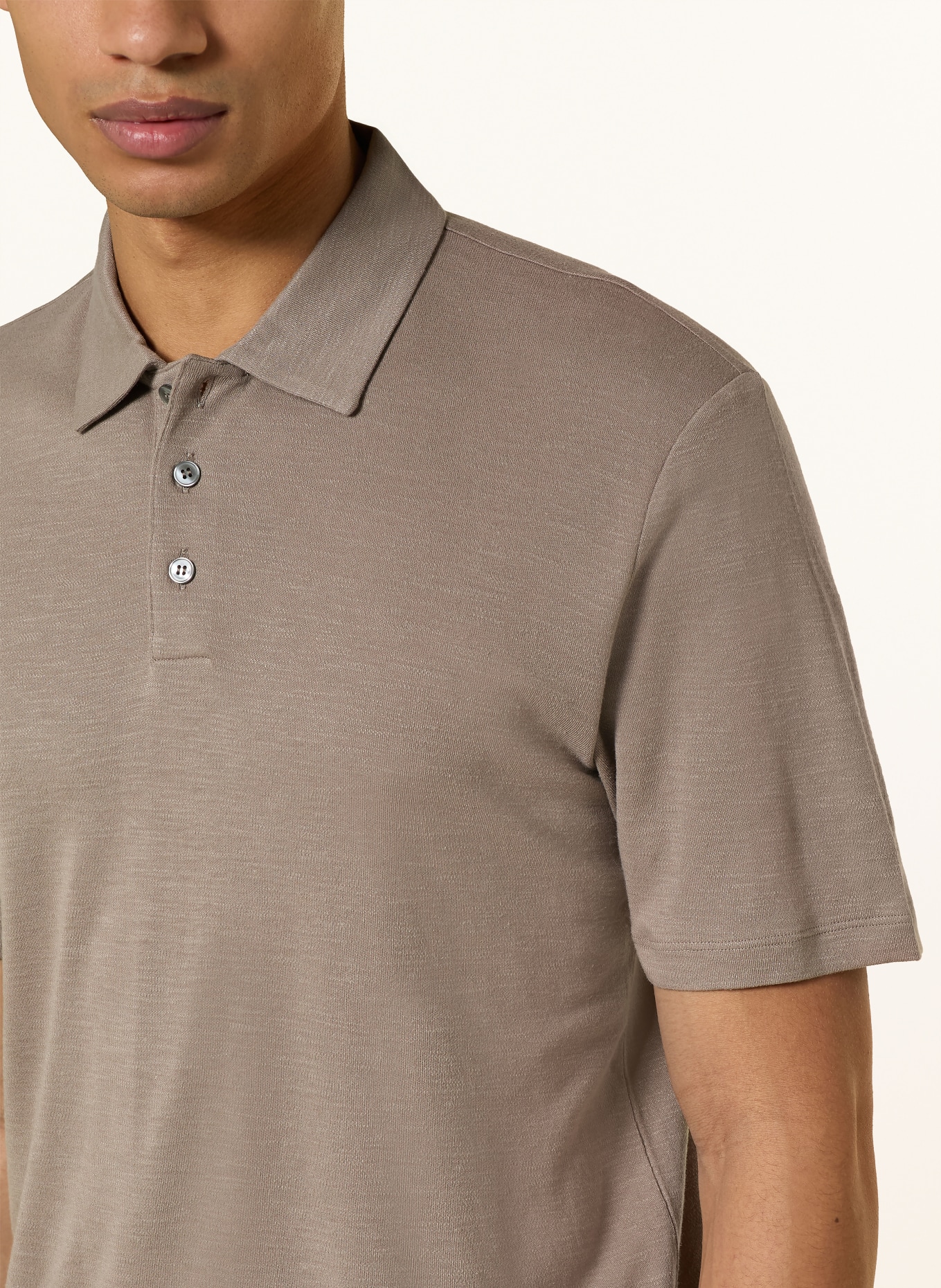 HUGO Jersey-Poloshirt DULINEN Slim Fit mit Leinen: TAUPE