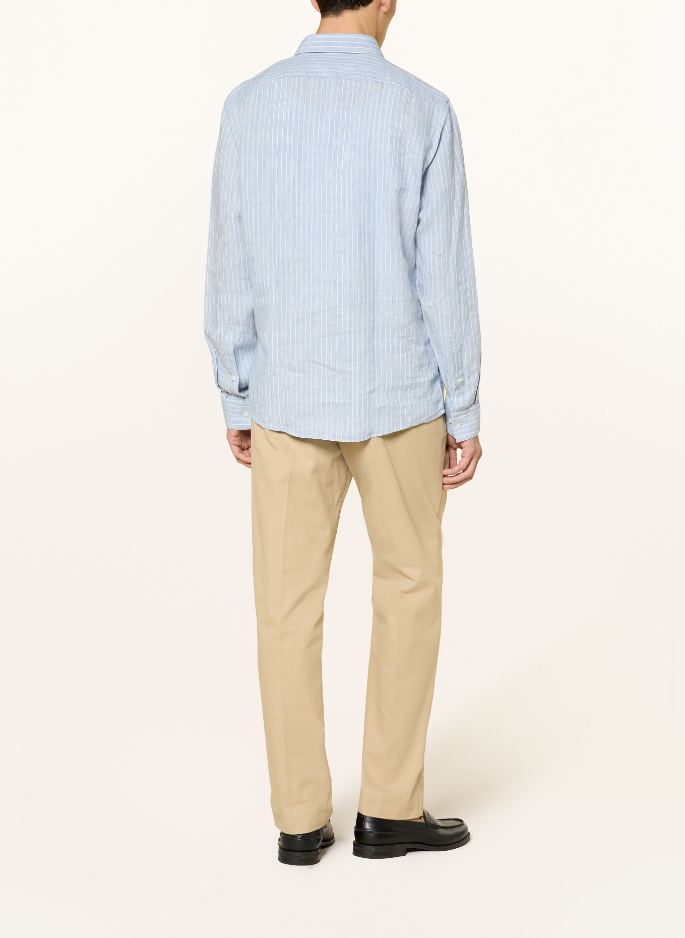 HUGO Leinenhemd VALERIO Modern Fit: HELLBLAU / WEISS