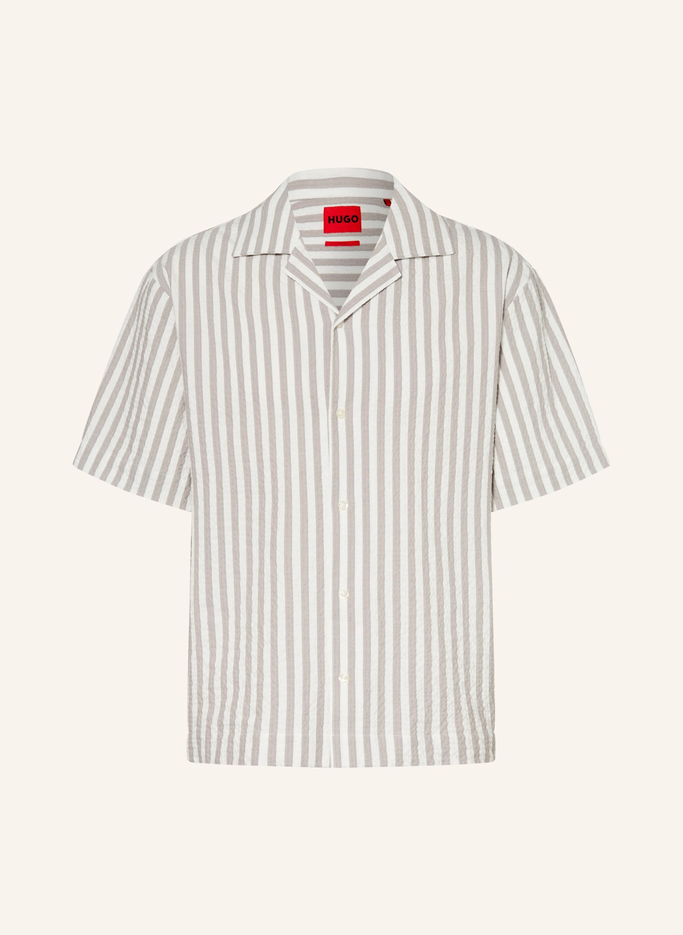 HUGO Koszula wypoczynkowa ESPINO Comfort Fit: SZAROBRĄZOWY / ECRU