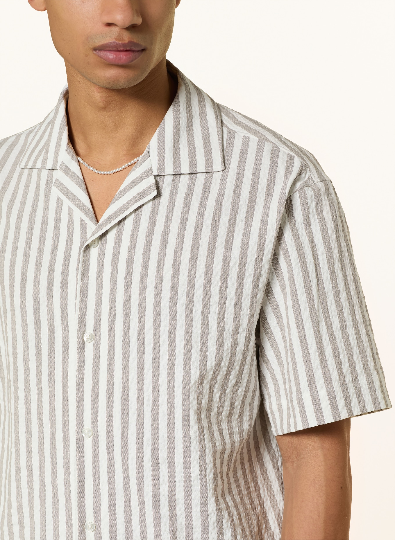 HUGO Koszula wypoczynkowa ESPINO Comfort Fit: SZAROBRĄZOWY / ECRU