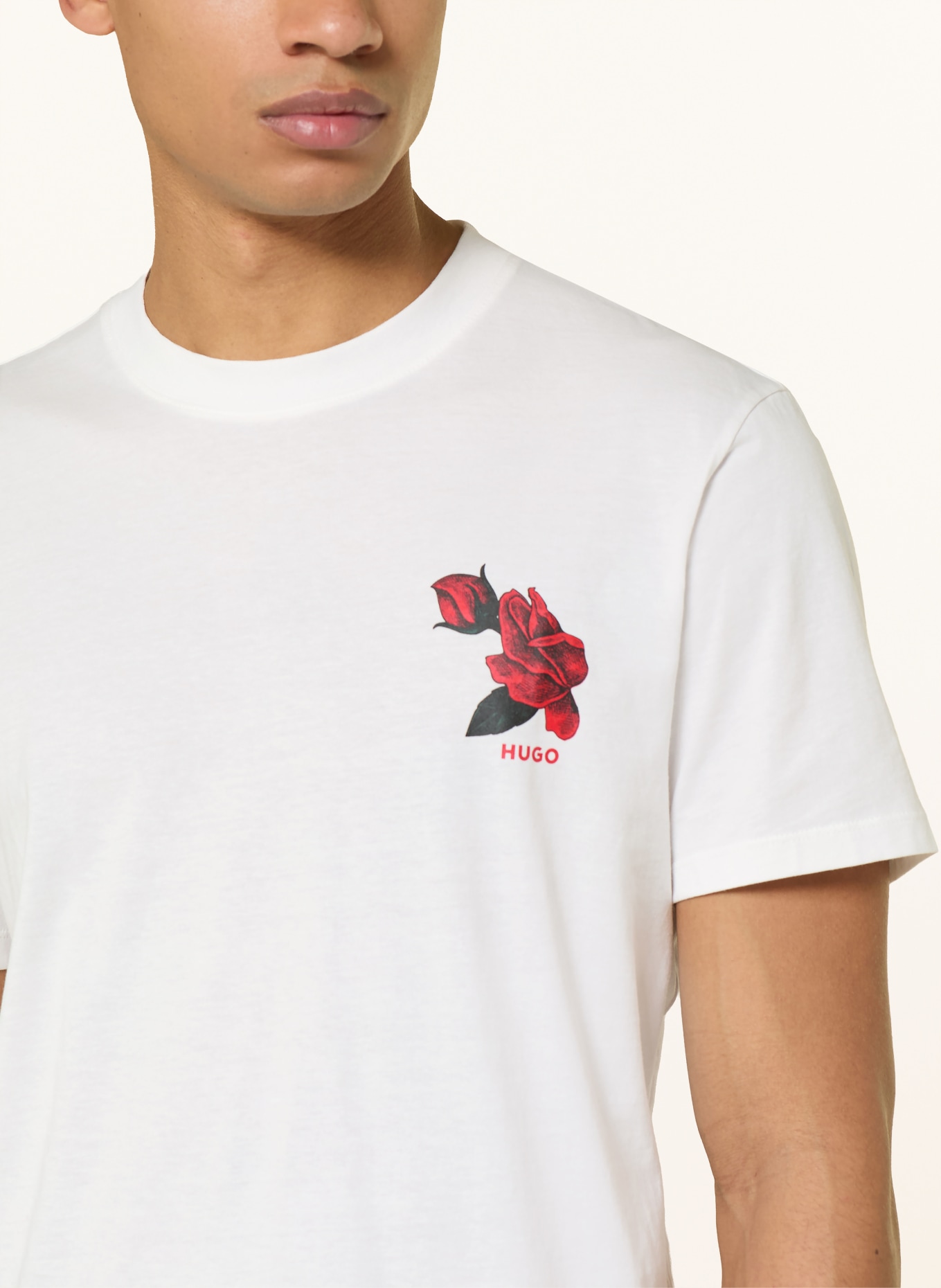 HUGO T-Shirt DIKERD: WEISS / ROT / SCHWARZ