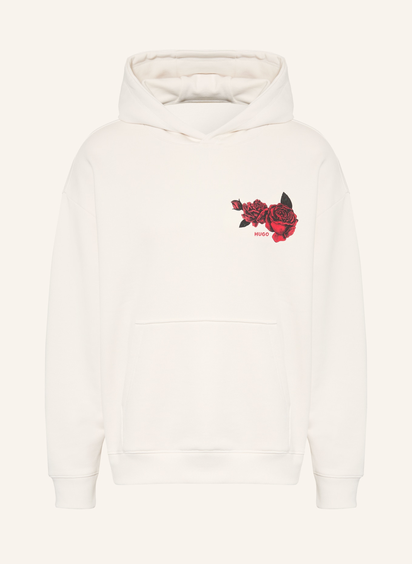 HUGO Oversized-Hoodie DAGETHOOD: CREME / ROT / SCHWARZ