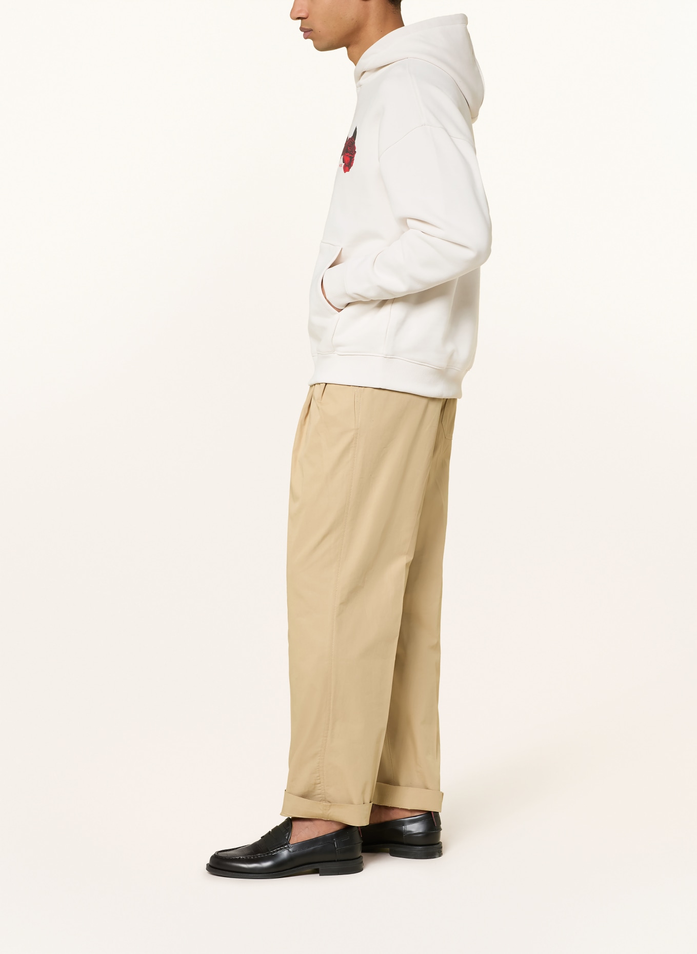 HUGO Oversized-Hoodie DAGETHOOD: CREME / ROT / SCHWARZ