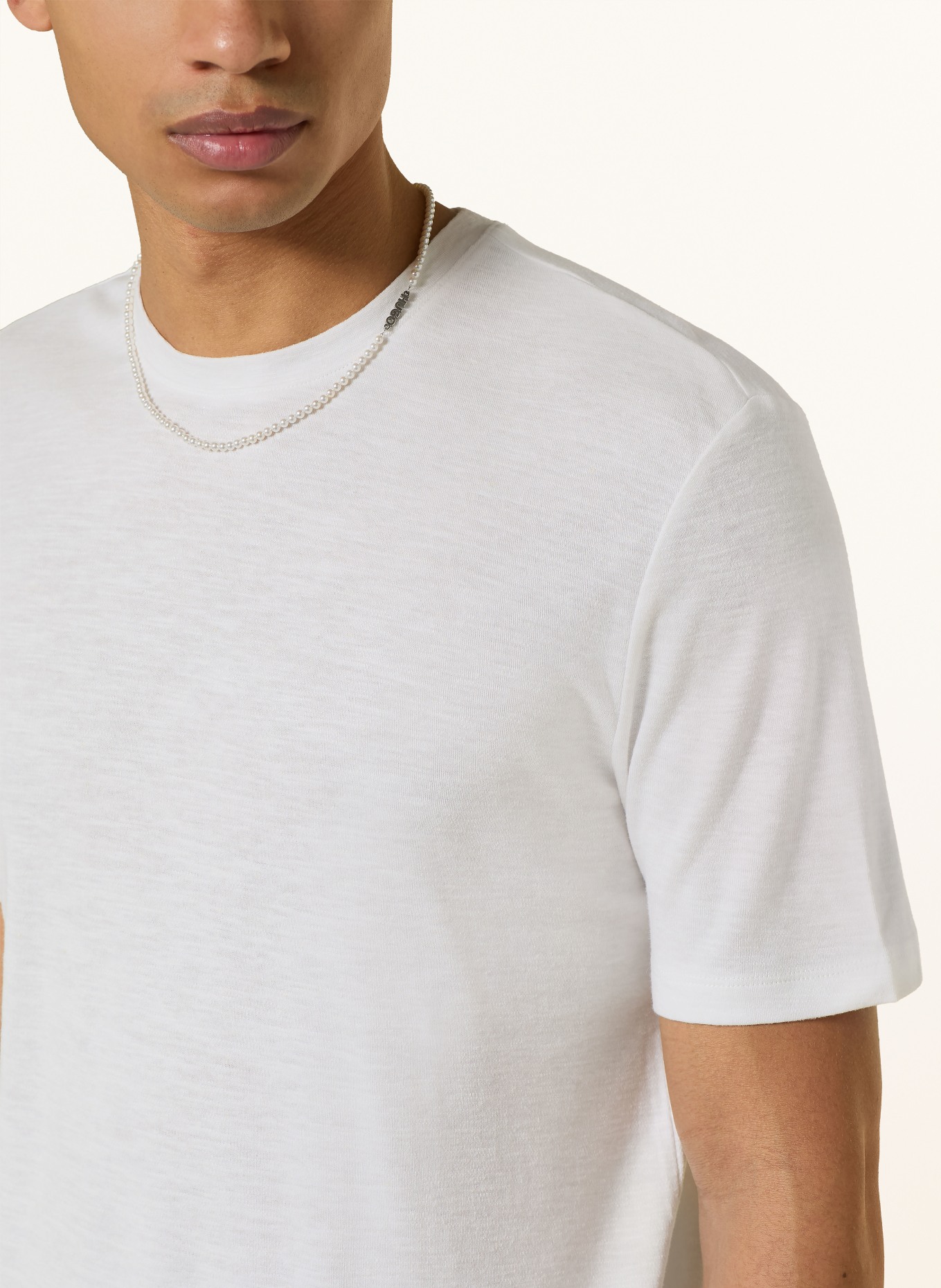 HUGO DULEROSTEE T-shirt with linen: WHITE