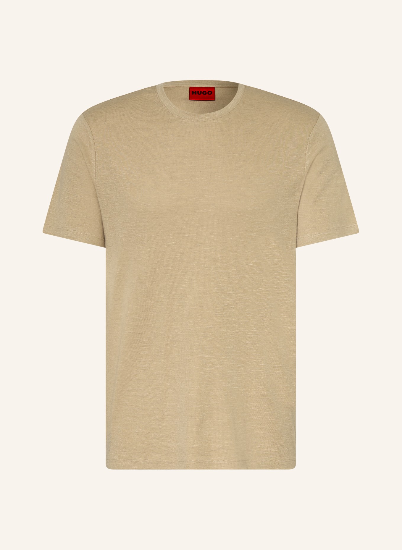 HUGO T-Shirt DULEROSTEE mit Leinen: CAMEL