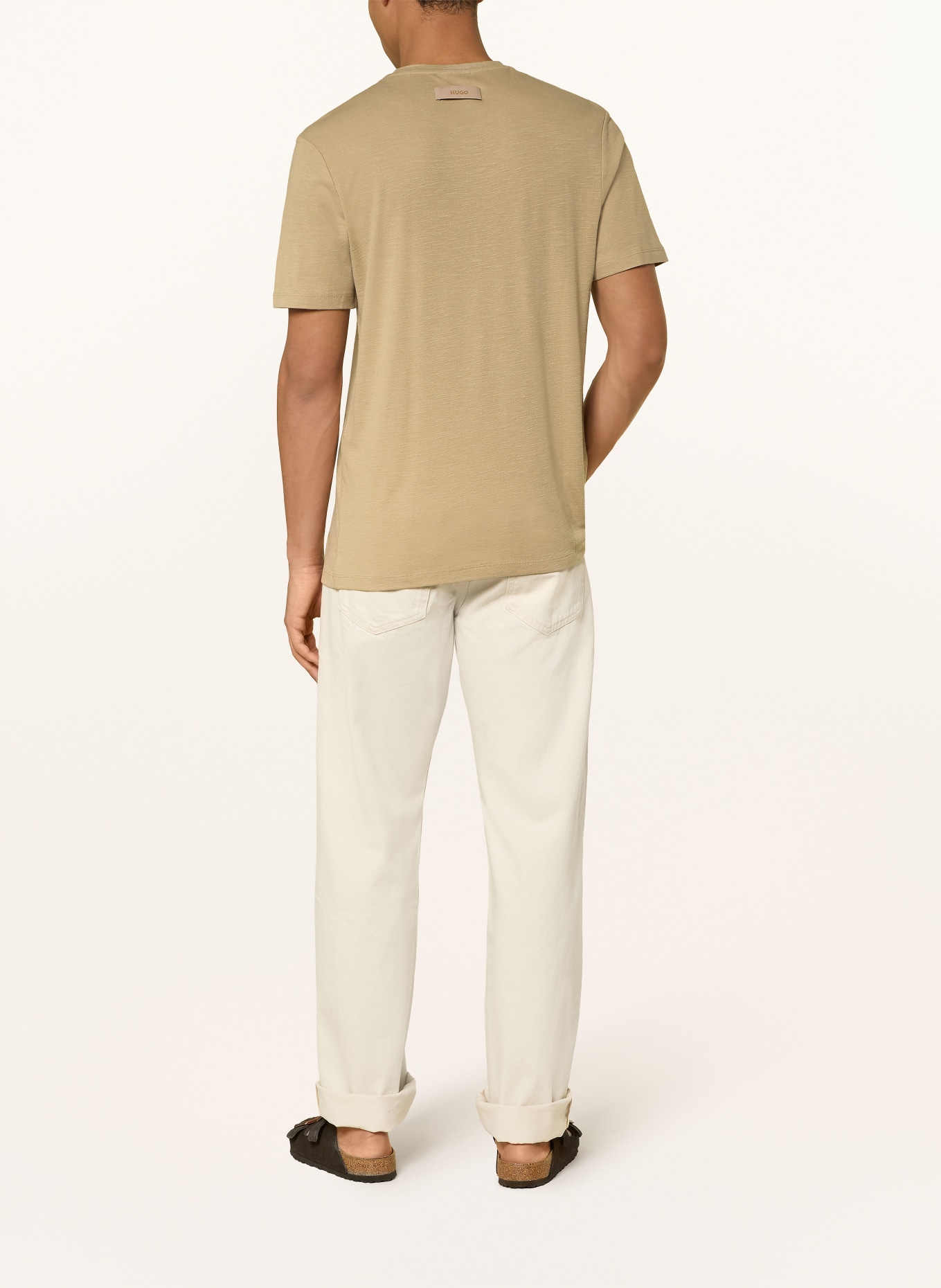 HUGO T-Shirt DULEROSTEE mit Leinen: CAMEL