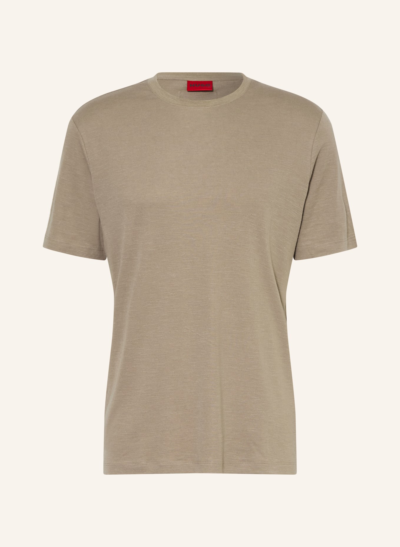 HUGO T-shirt DULEROSTEE met linnen: TAUPE