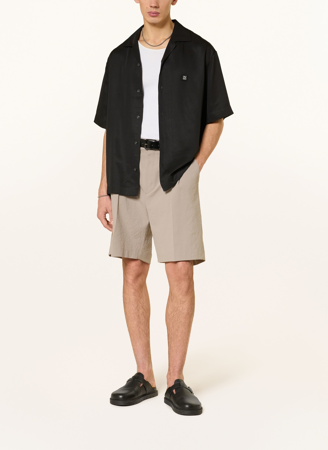 HUGO Koszula wypoczynkowa ESPINO Comfort Fit: CZARNY