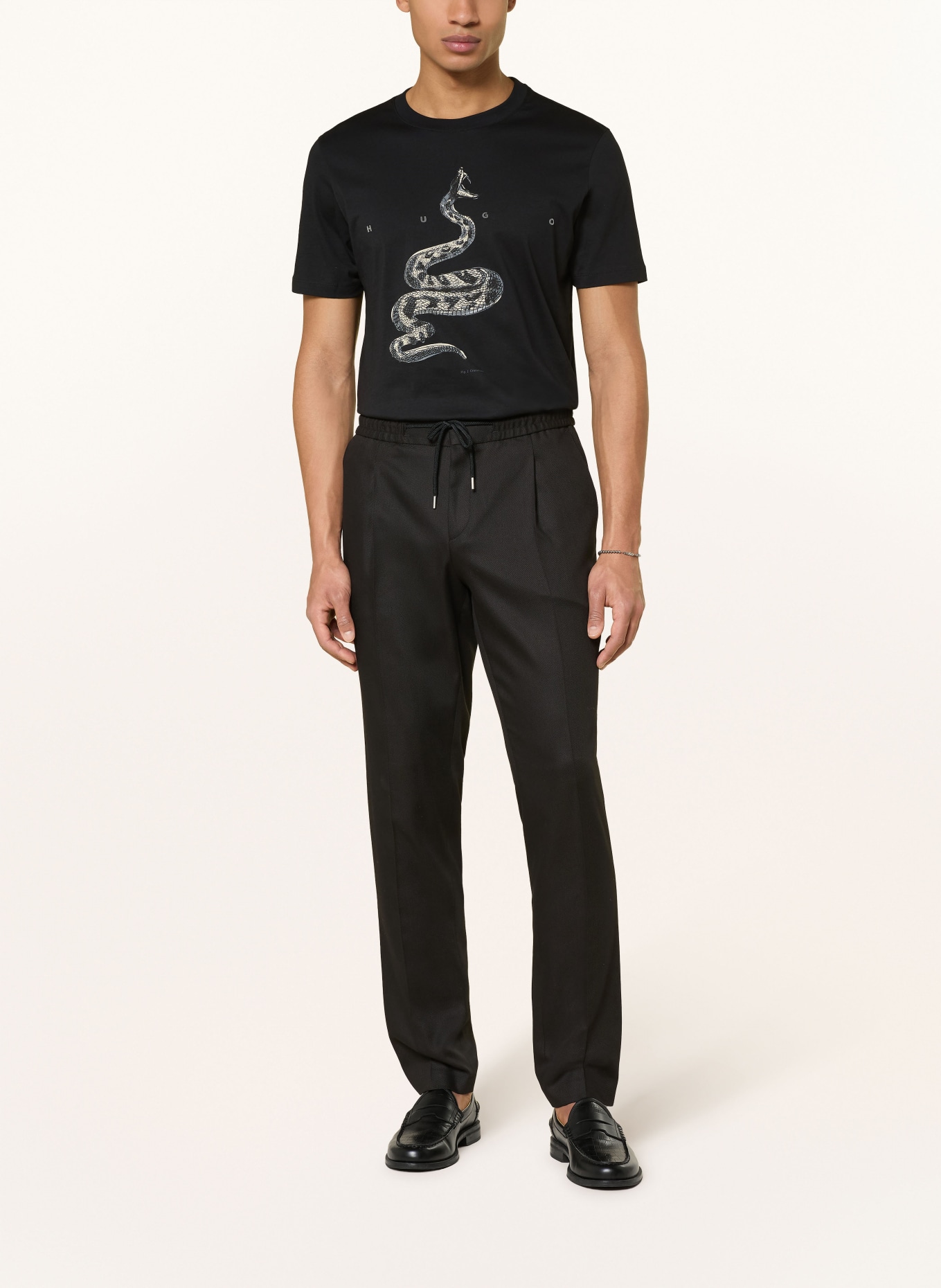 HUGO T-Shirt DISCORB: SCHWARZ / BEIGE