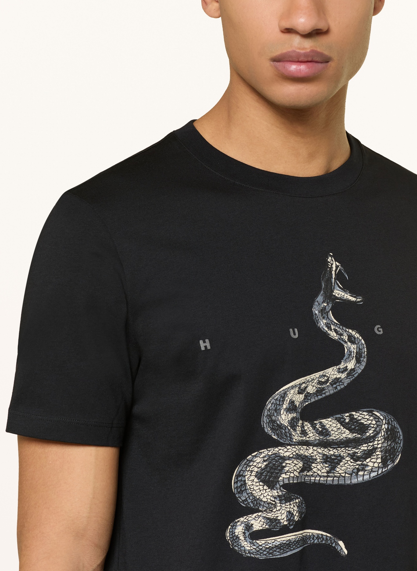 HUGO T-Shirt DISCORB: SCHWARZ / BEIGE