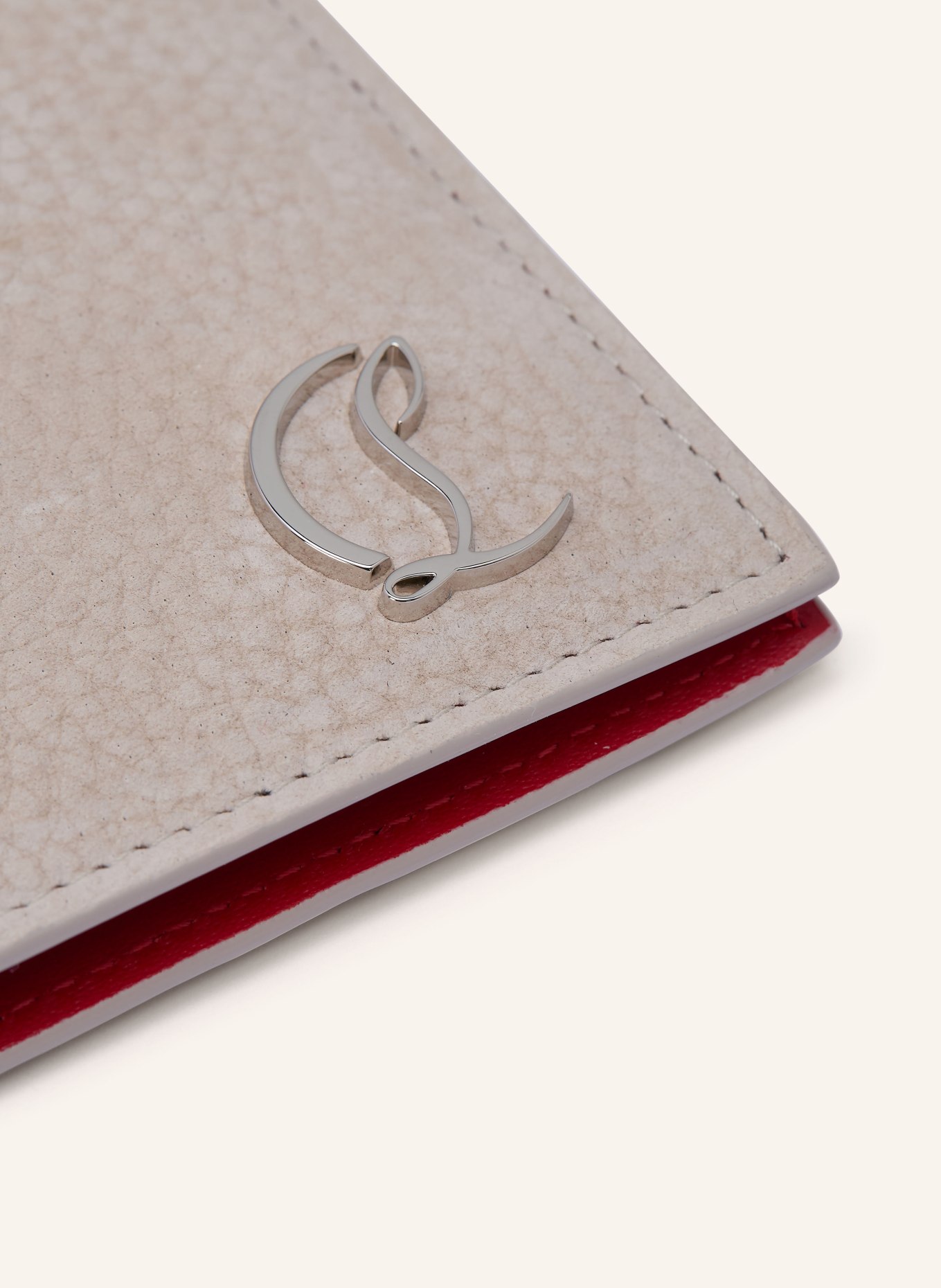 Christian Louboutin Kartenetui MOONCREST: BEIGE / SILBER / ROT