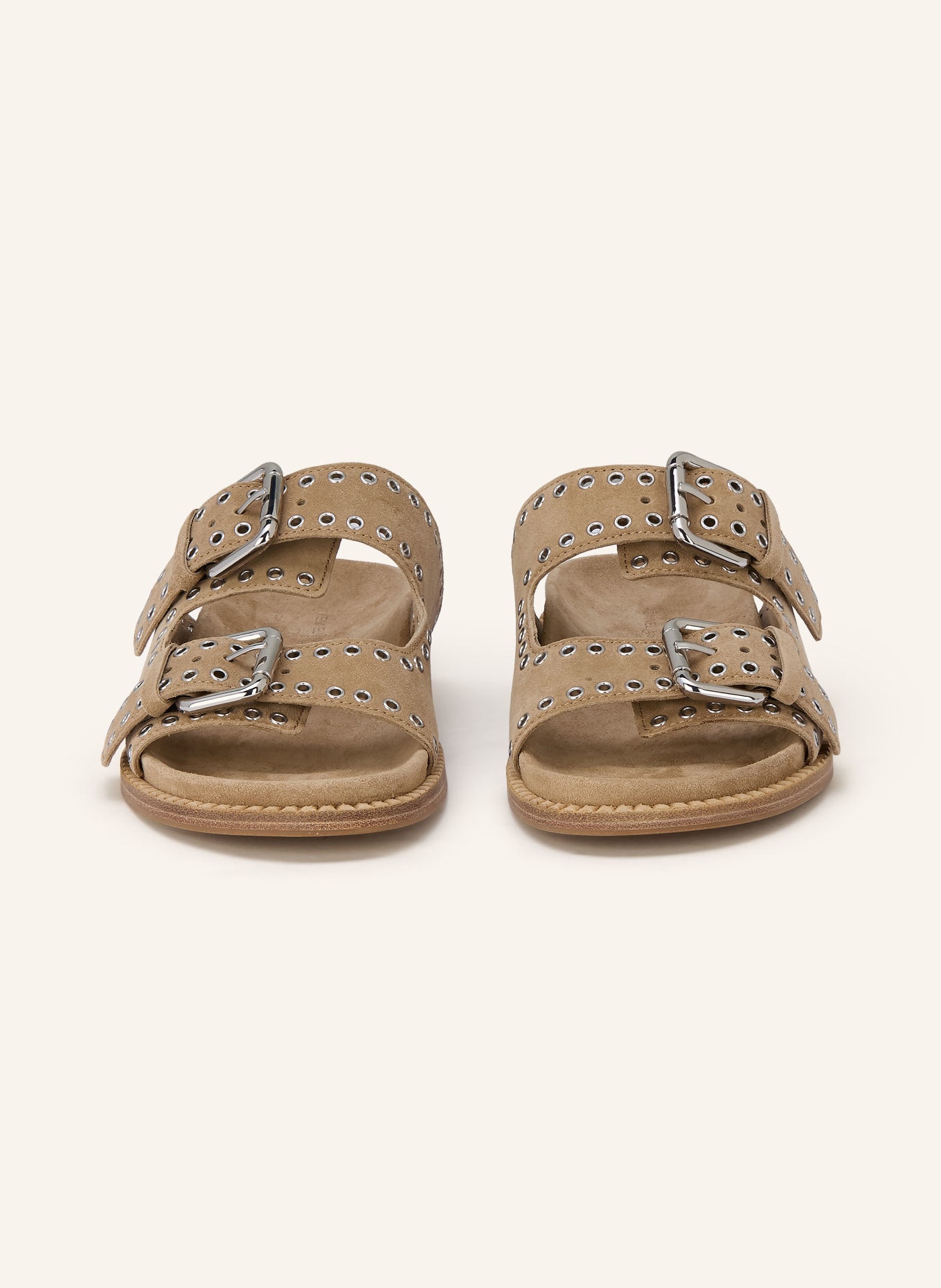 KENNEL & SCHMENGER MIMI mules with studs: TAUPE / SILVER