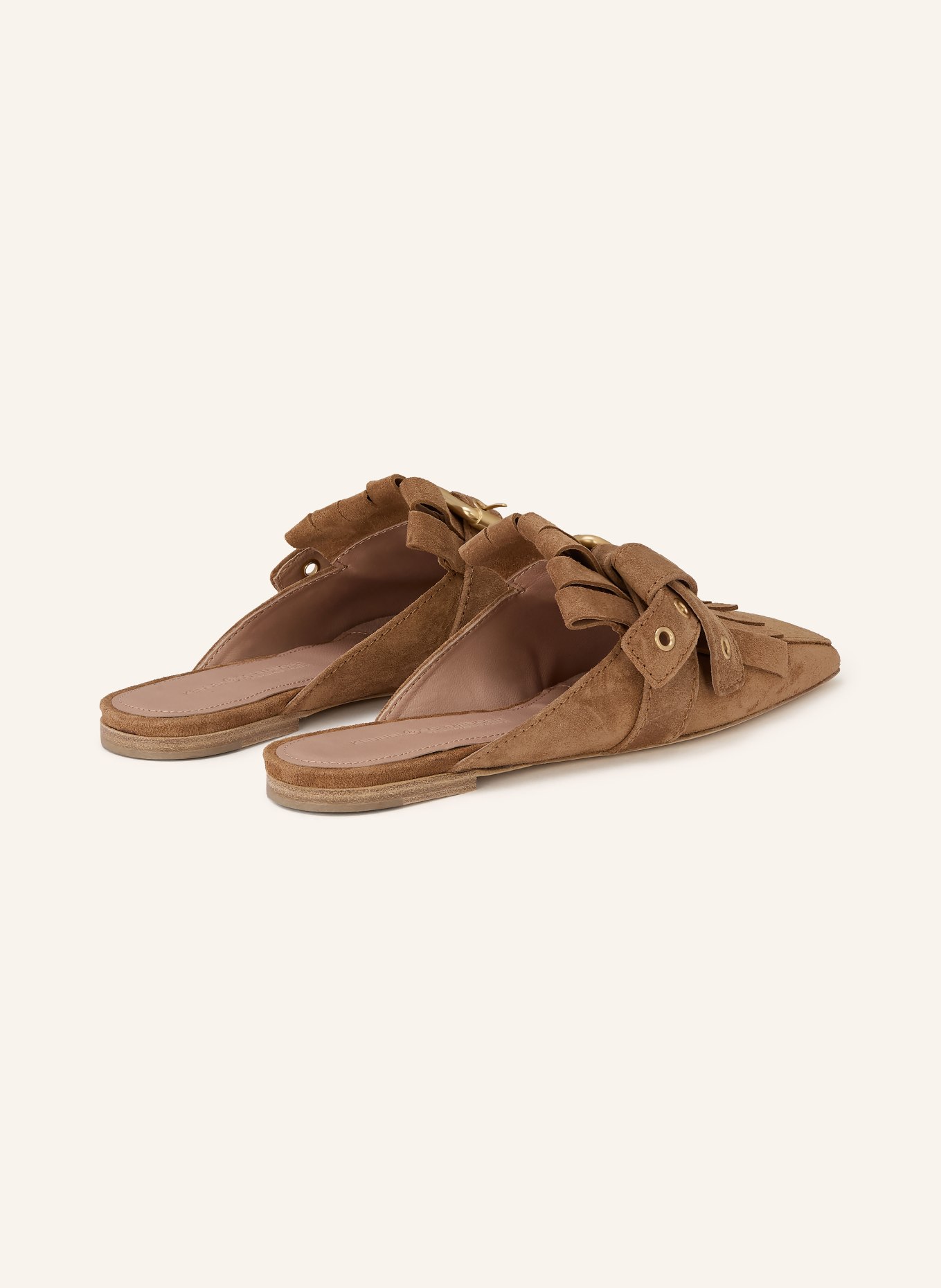 KENNEL & SCHMENGER LEILA mules with studs: CAMEL / GOLD