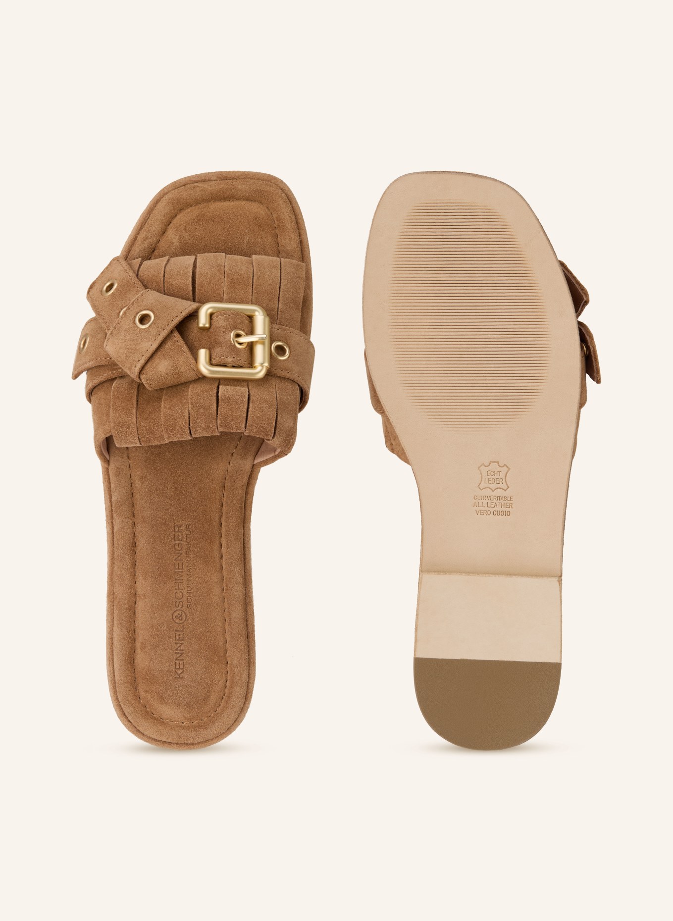 KENNEL & SCHMENGER LYA mules: CAMEL / GOLD