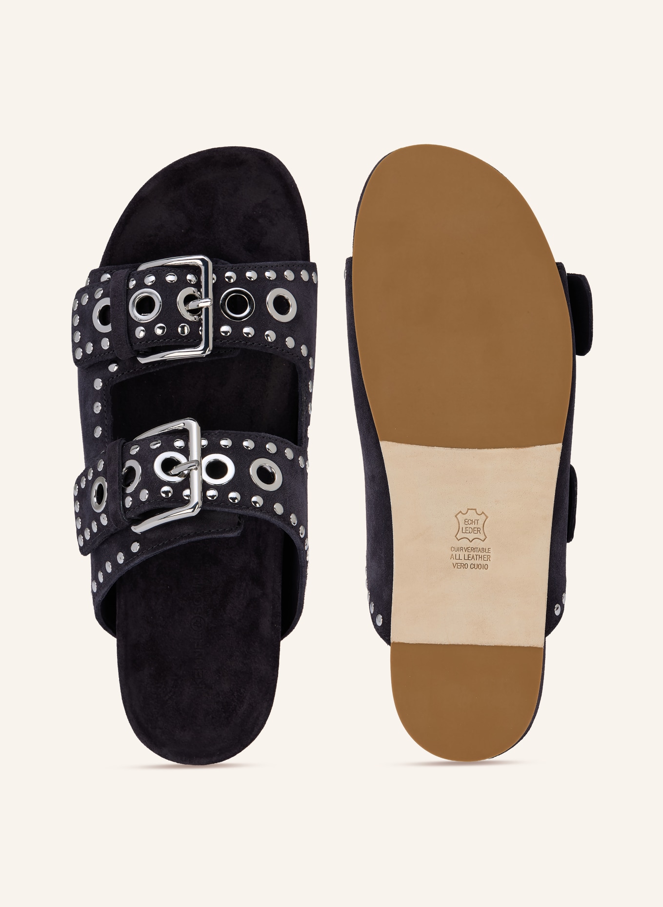 KENNEL & SCHMENGER Pantofle LOVE s cvočky: TMAVĚ MODRÁ / STŘÍBRNÁ