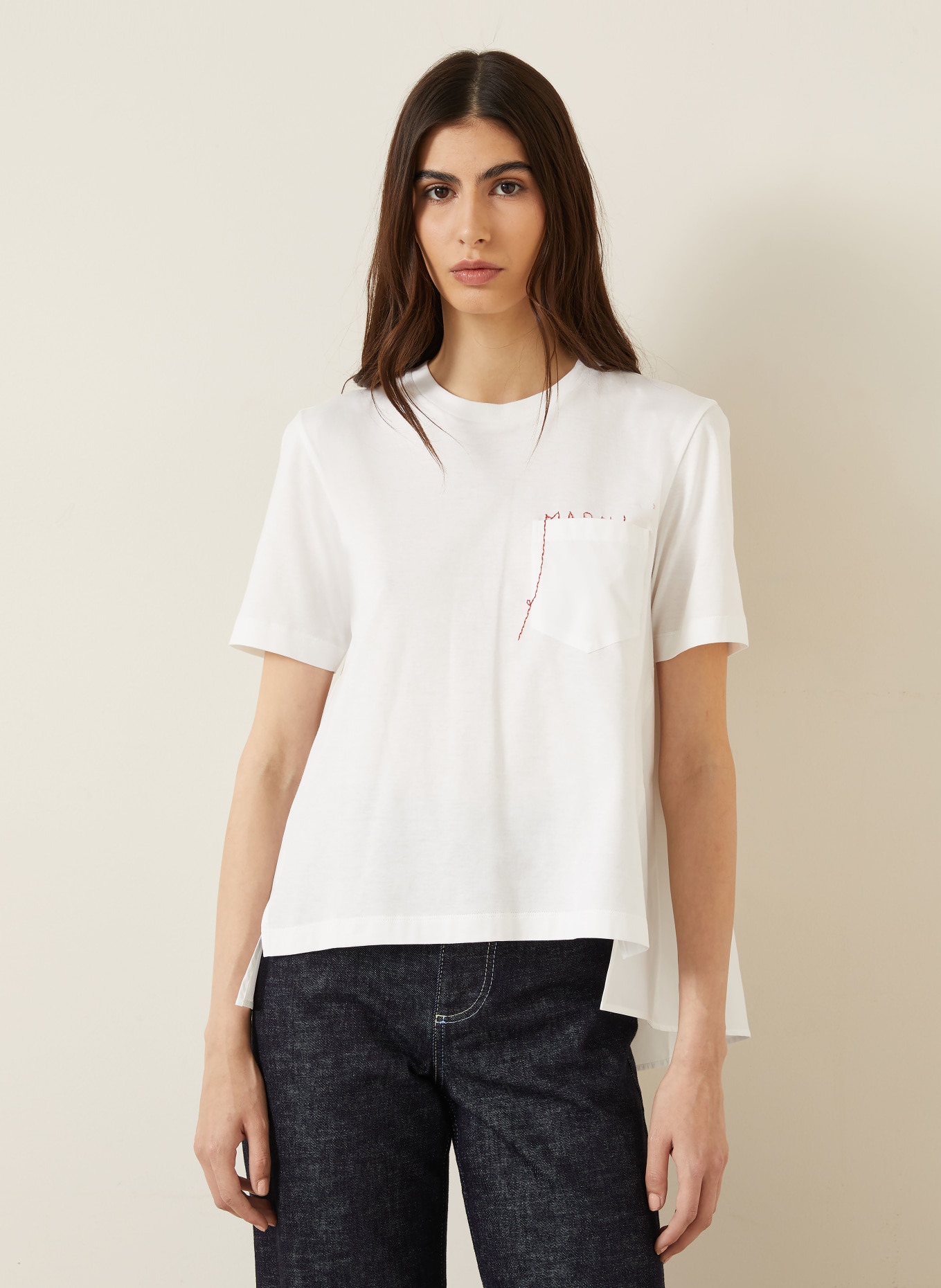 MARNI T-Shirt im Materialmix: WEISS