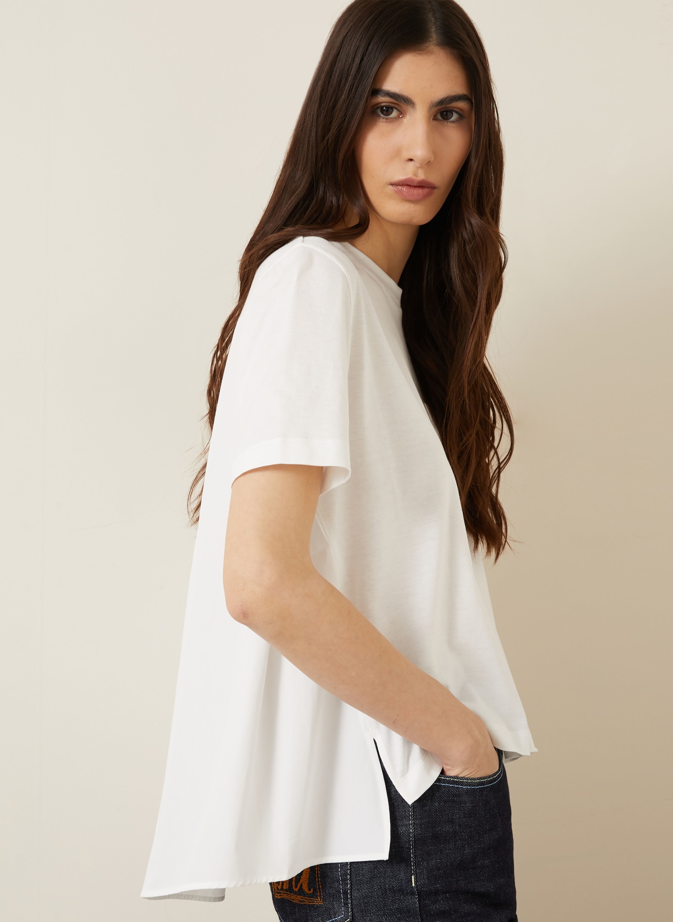 MARNI T-Shirt im Materialmix: WEISS