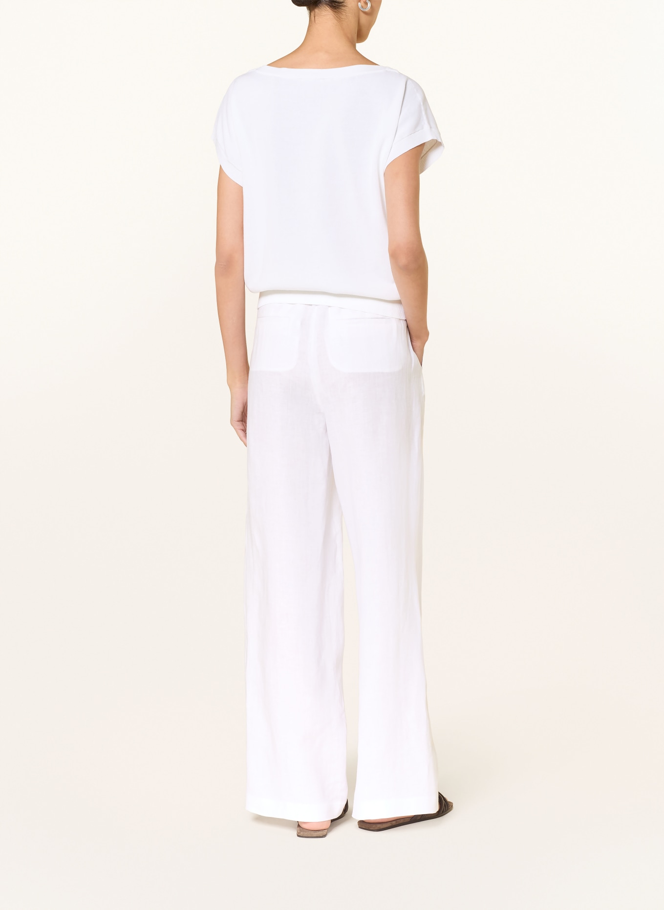 PESERICO Linnen broek met wijde pijpen: WIT