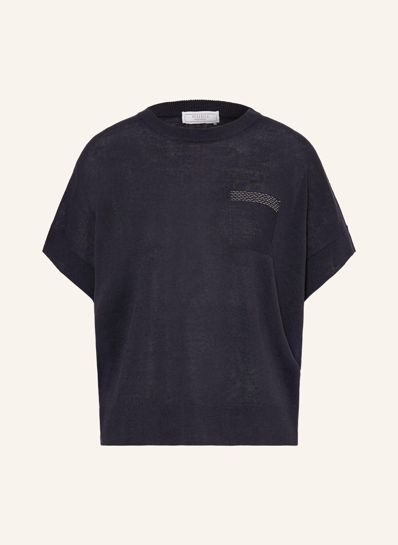 PESERICO Sweter z dzianiny z lnem: GRANATOWY