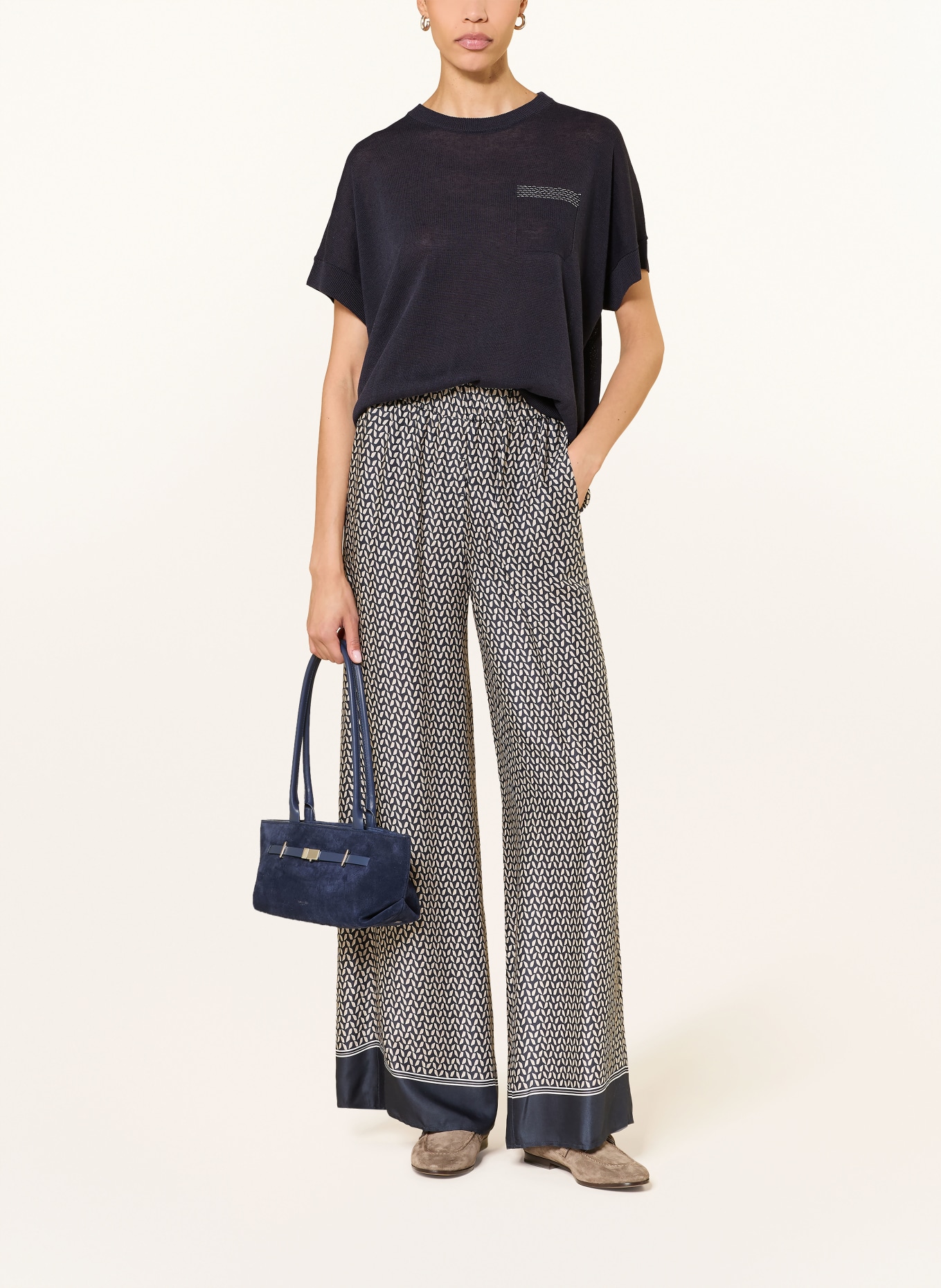 PESERICO Sweter z dzianiny z lnem: GRANATOWY