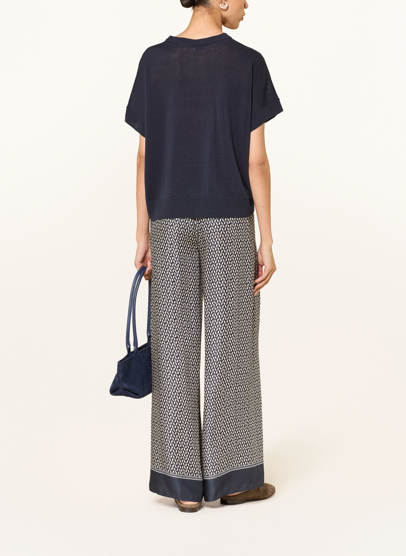 PESERICO Sweter z dzianiny z lnem: GRANATOWY