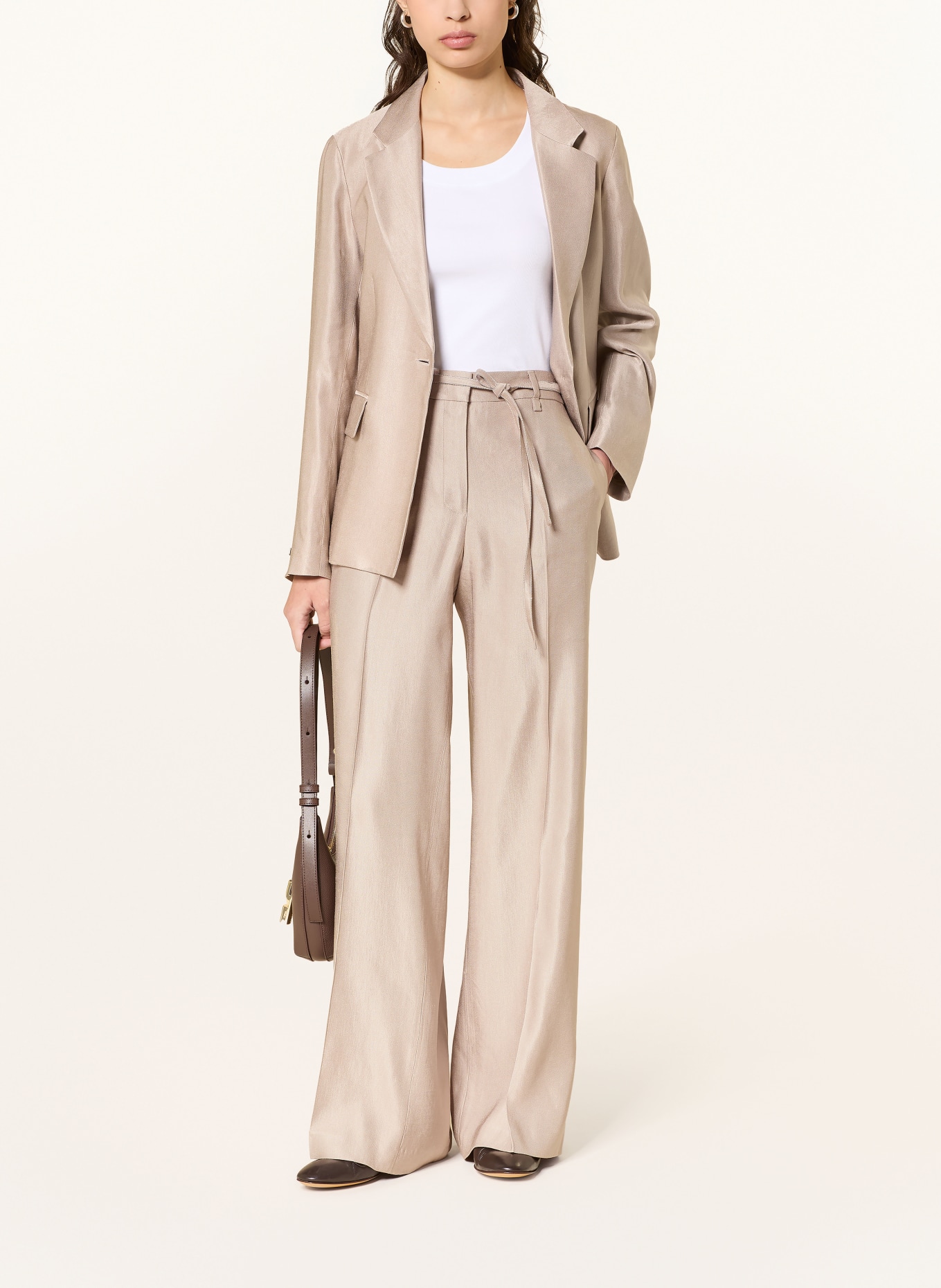 PESERICO Spodnie z marlony z lnem: BEŻOWY