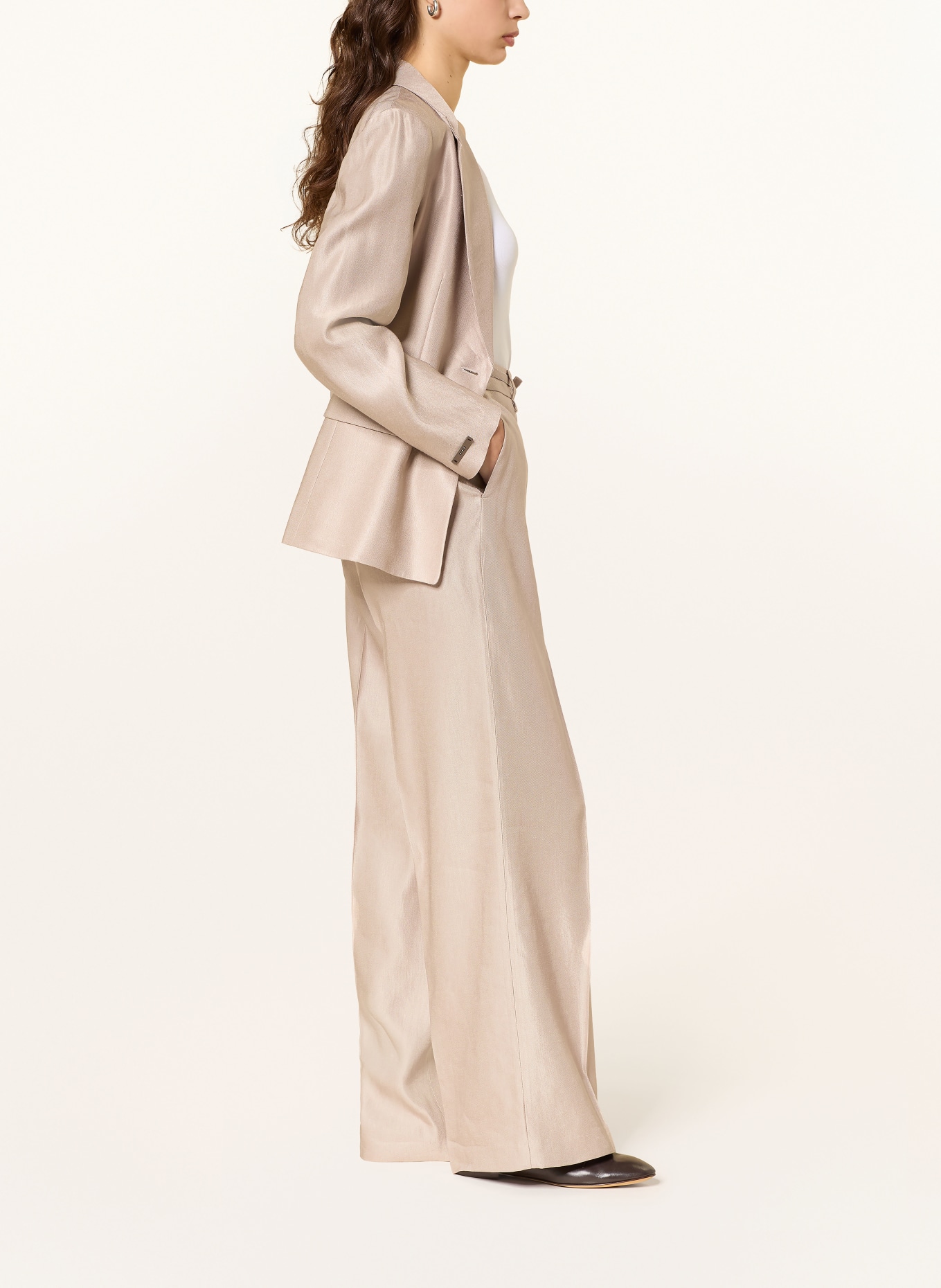 PESERICO Spodnie z marlony z lnem: BEŻOWY