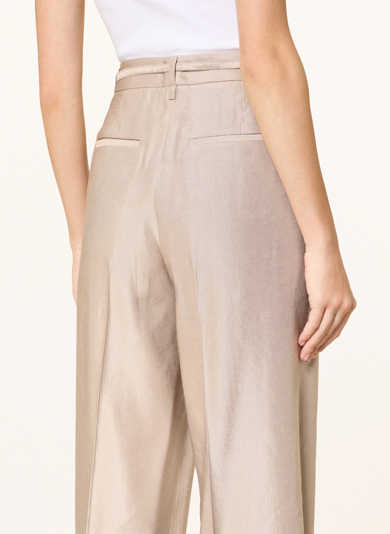 PESERICO Spodnie z marlony z lnem: BEŻOWY