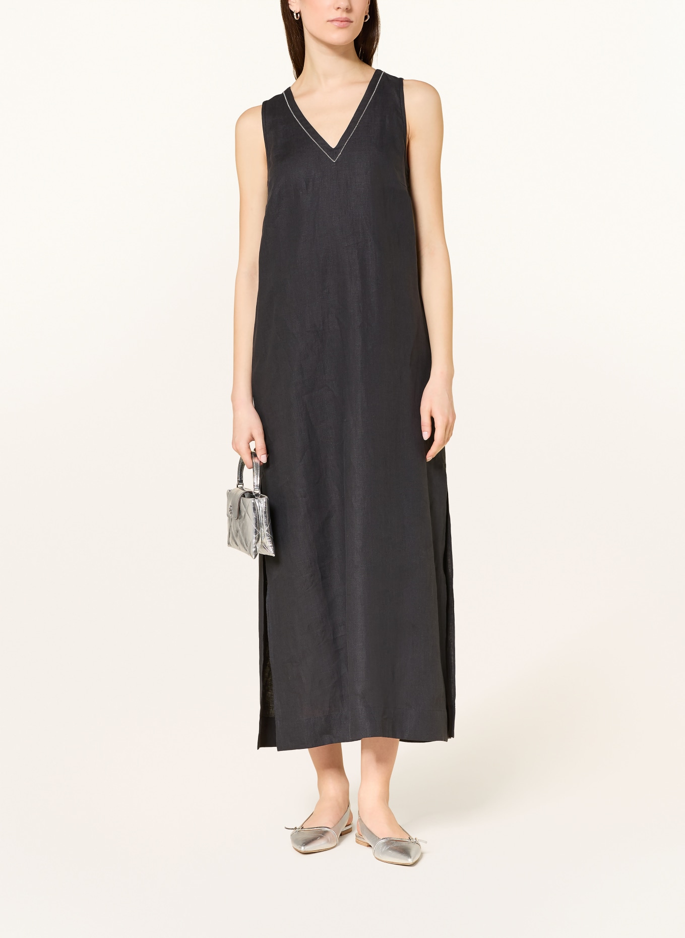 PESERICO Leinenkleid: DUNKELBLAU