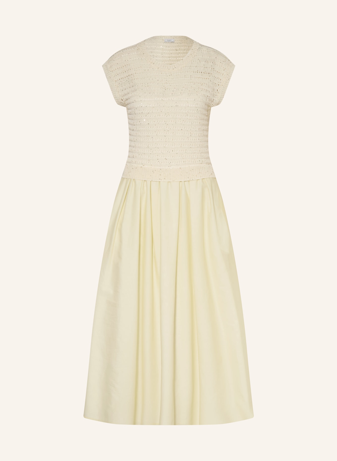 PESERICO Kleid im Materialmix mit Pailletten: HELLGELB