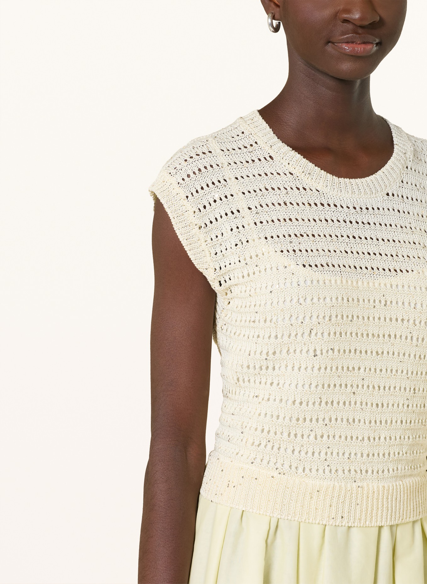 PESERICO Kleid im Materialmix mit Pailletten: HELLGELB