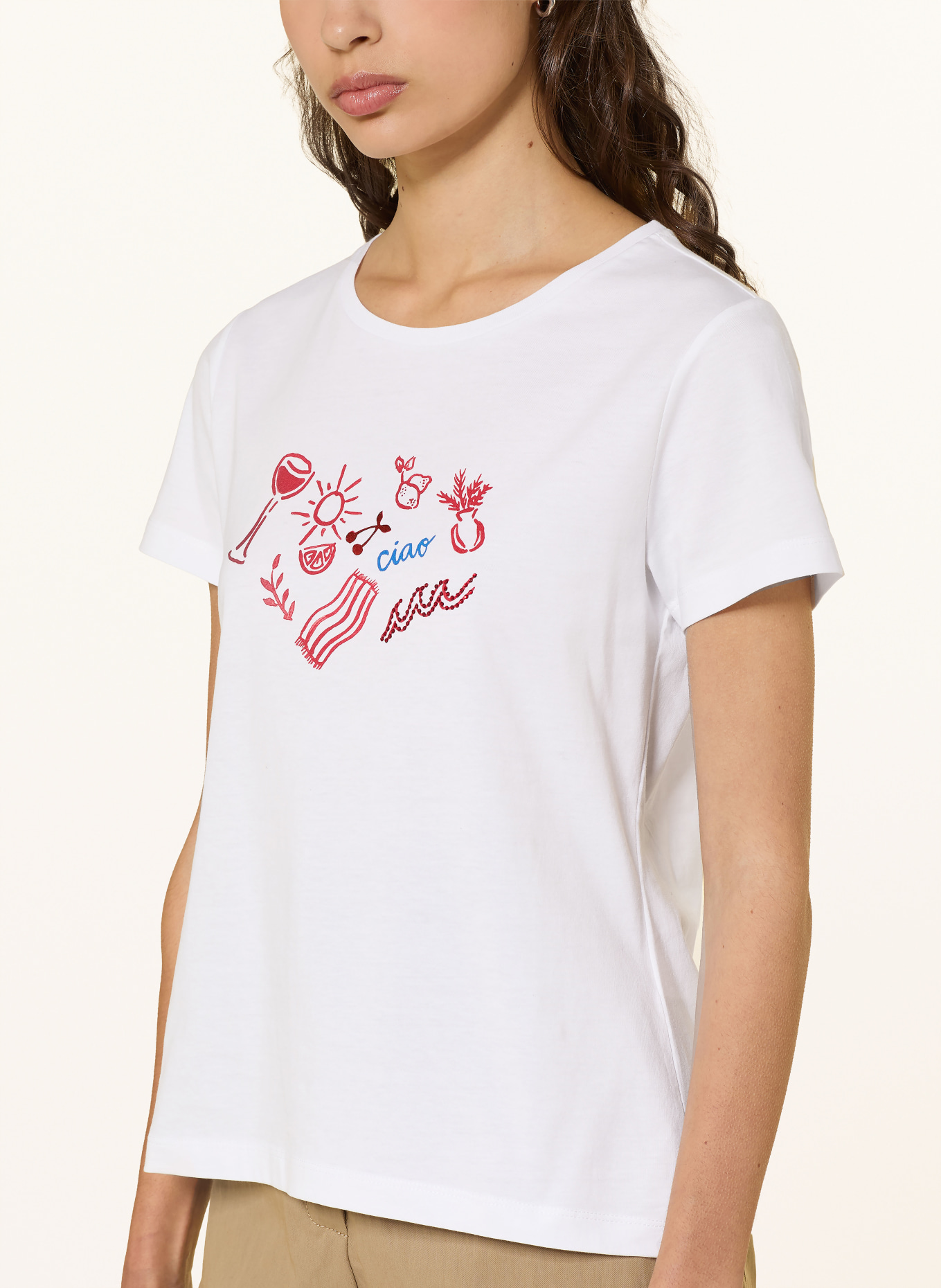 lilienfels Tričko s ozdobnými kameny: BÍLÁ / ČERVENÁ