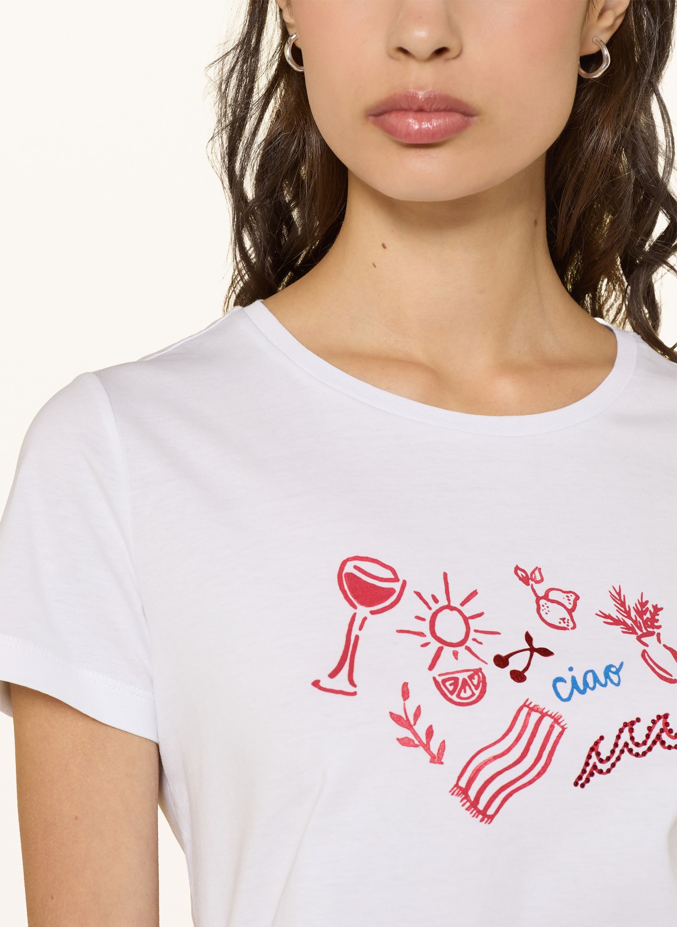 lilienfels Tričko s ozdobnými kameny: BÍLÁ / ČERVENÁ