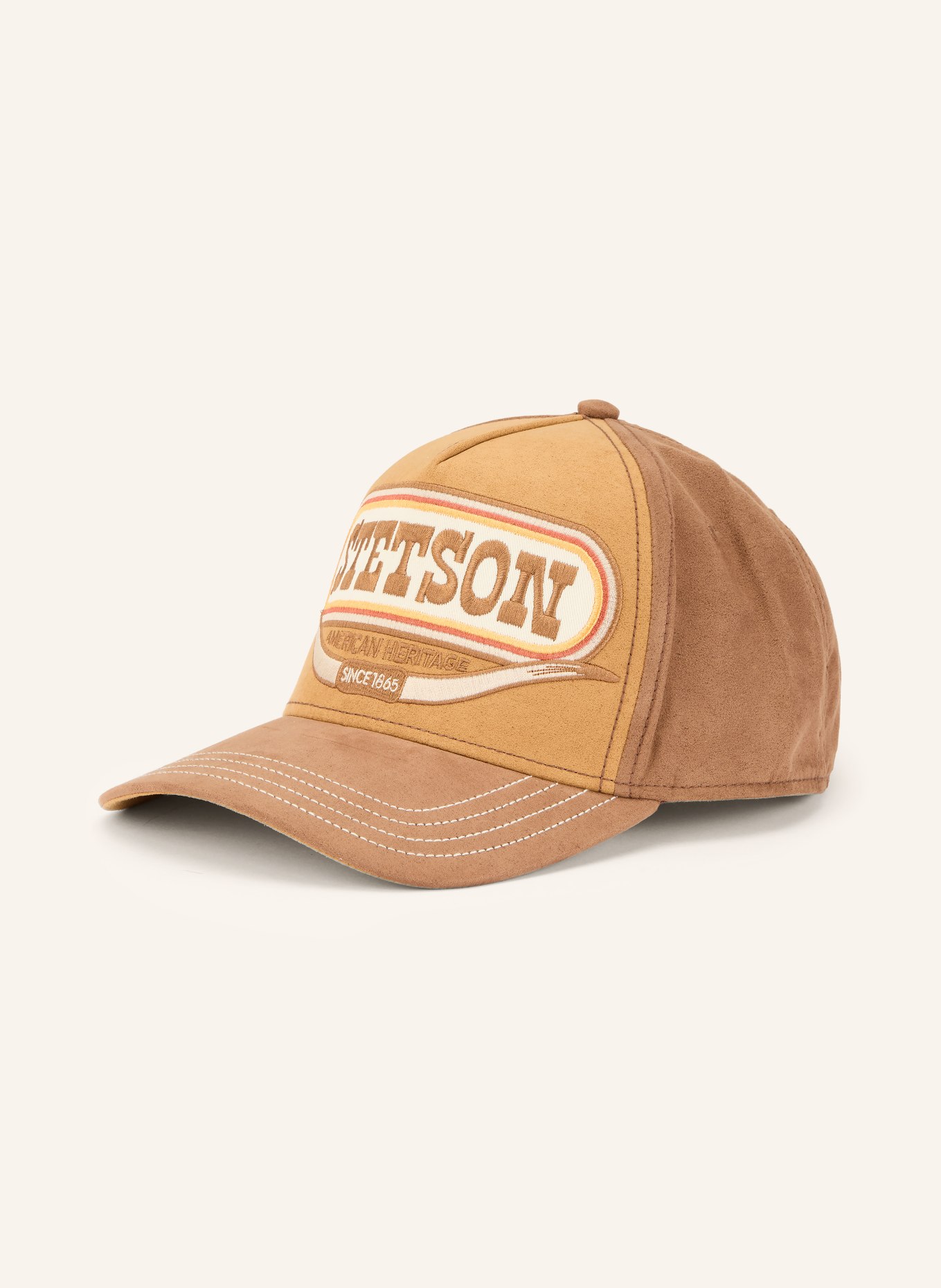 STETSON Leather-look cap: COGNAC / BROWN / ORANGE