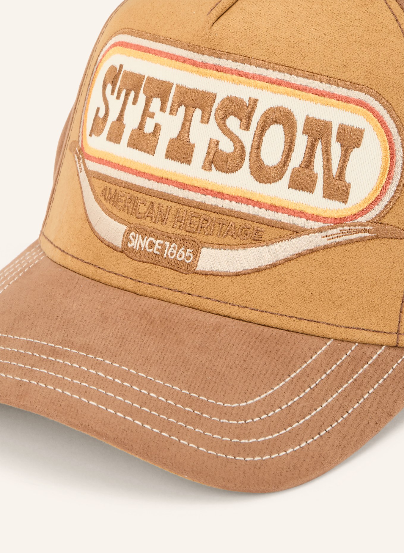 STETSON Leather-look cap: COGNAC / BROWN / ORANGE