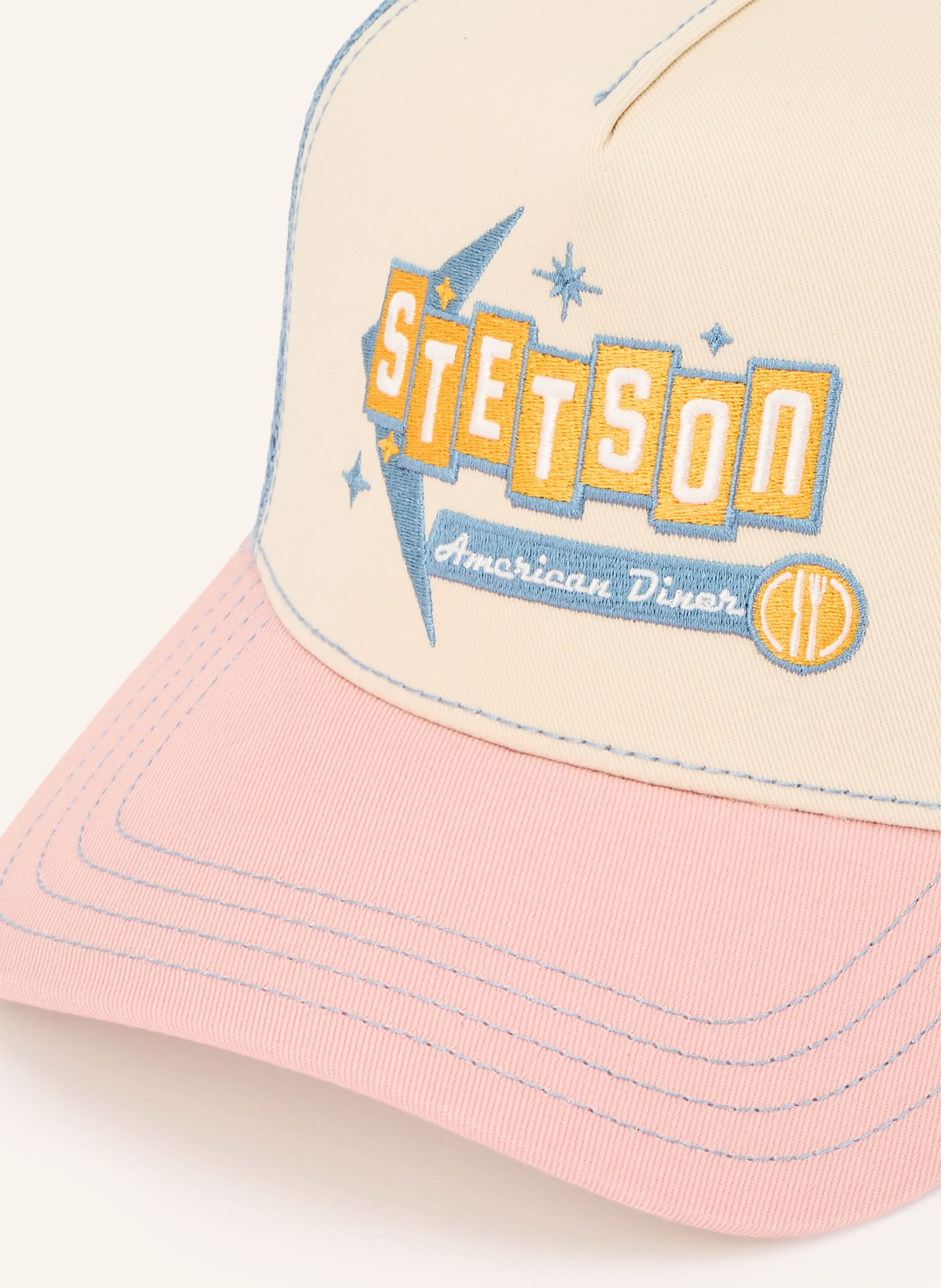STETSON cap: LIGHT BLUE / LIGHT PINK / ECRU