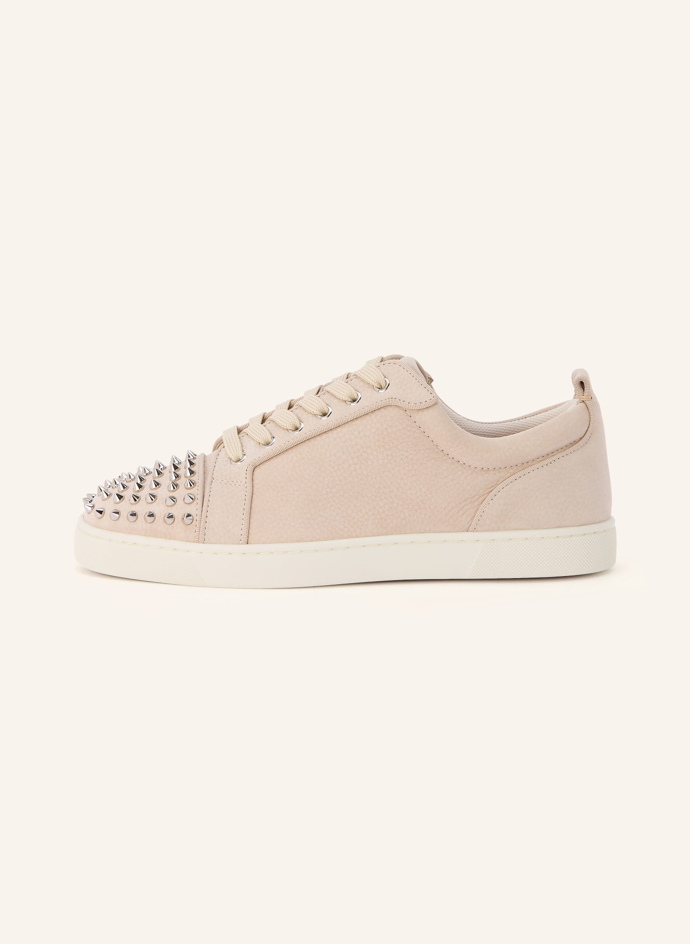 Christian Louboutin Sneaker LOUIS JUNIOR mit Nieten: BEIGE / SILBER