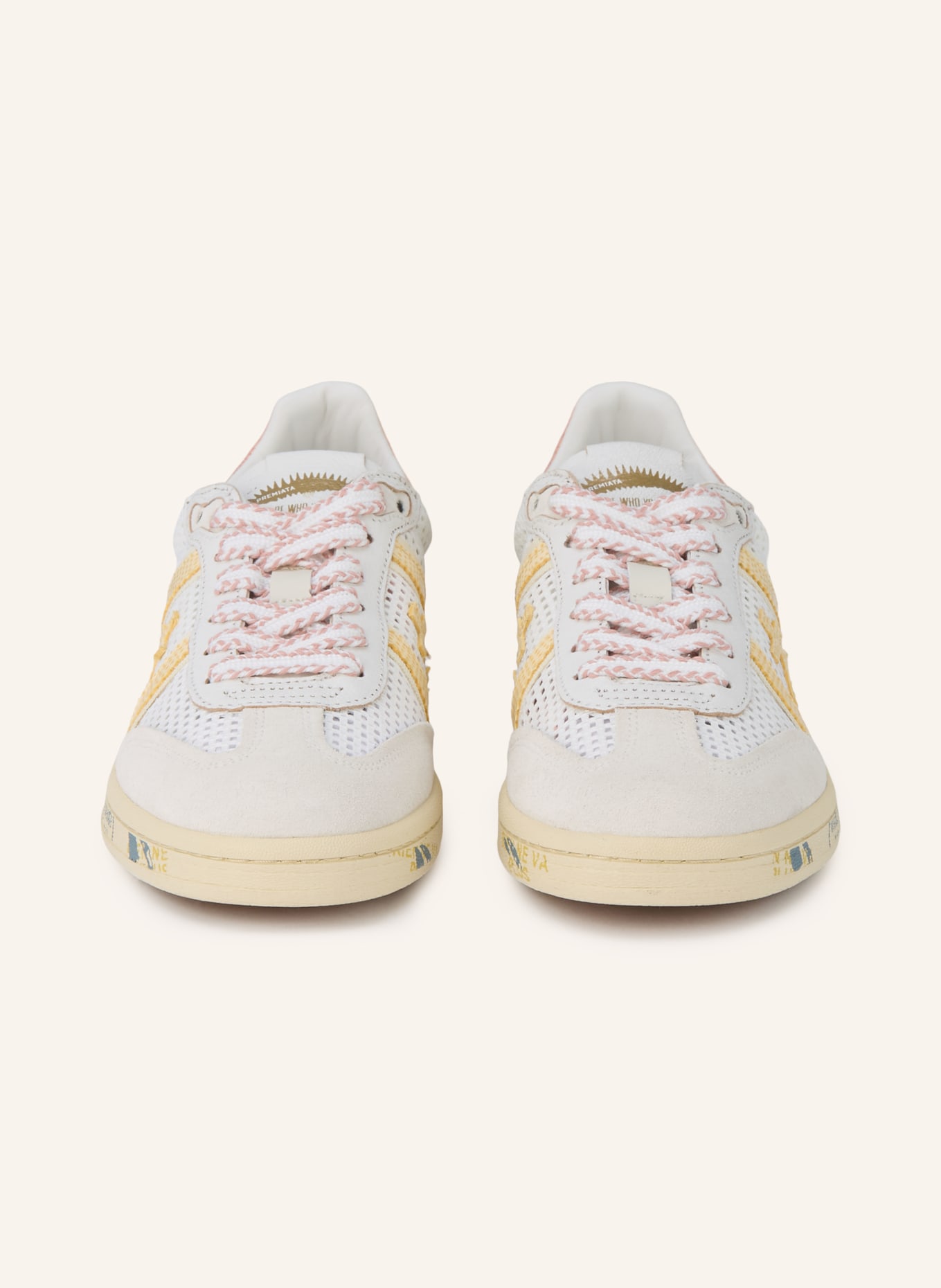 PREMIATA BONNIED sneakers: WHITE / SALMON / LIGHT YELLOW