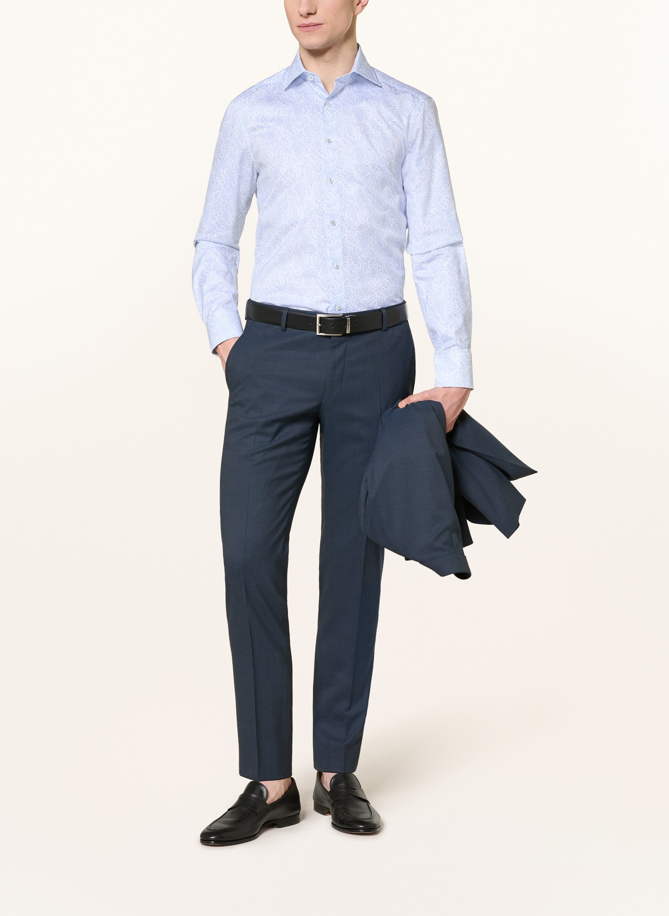 Stenströms Hemd Slimline Fit: HELLBLAU / WEISS