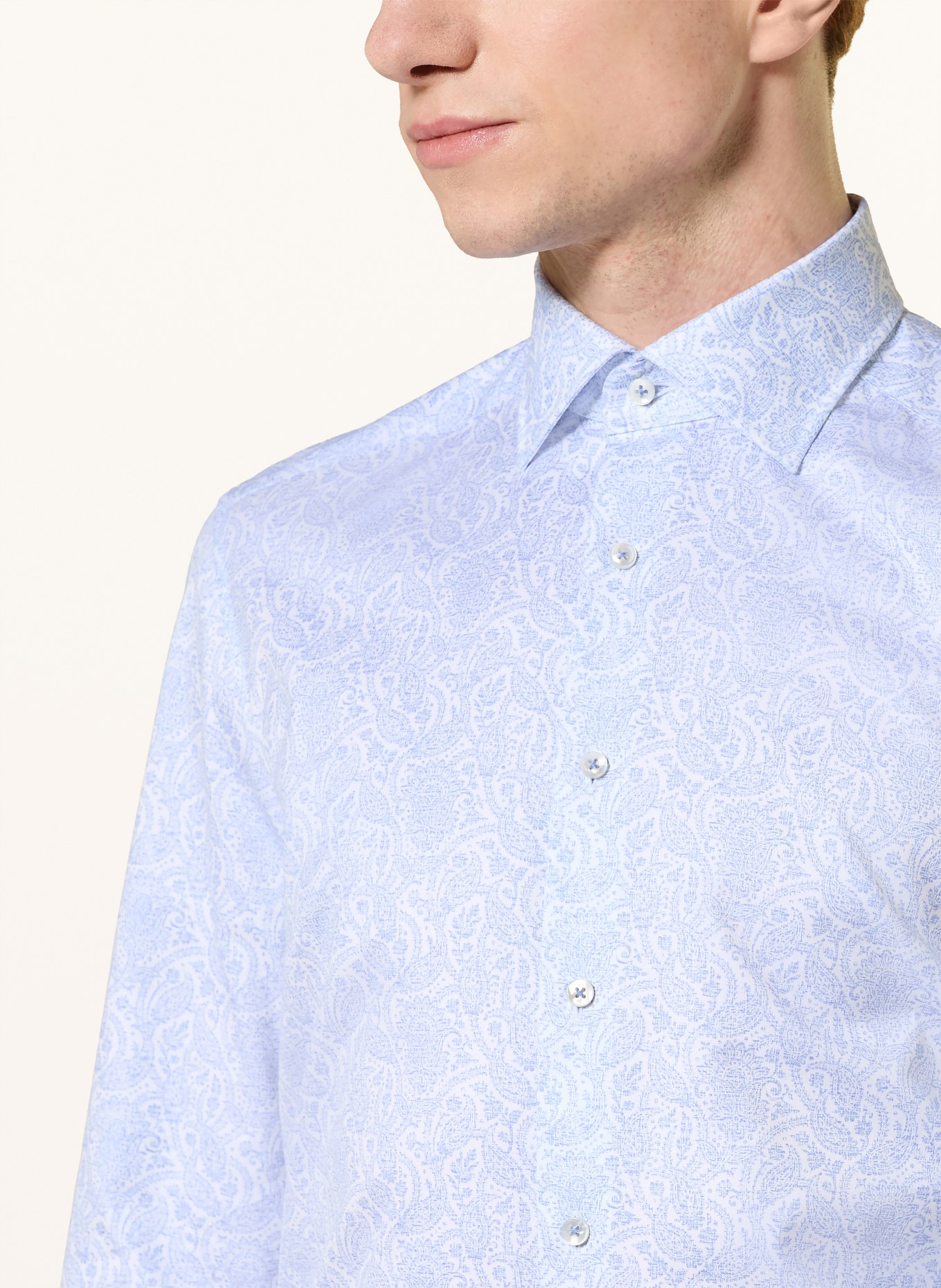 Stenströms Hemd Slimline Fit: HELLBLAU / WEISS